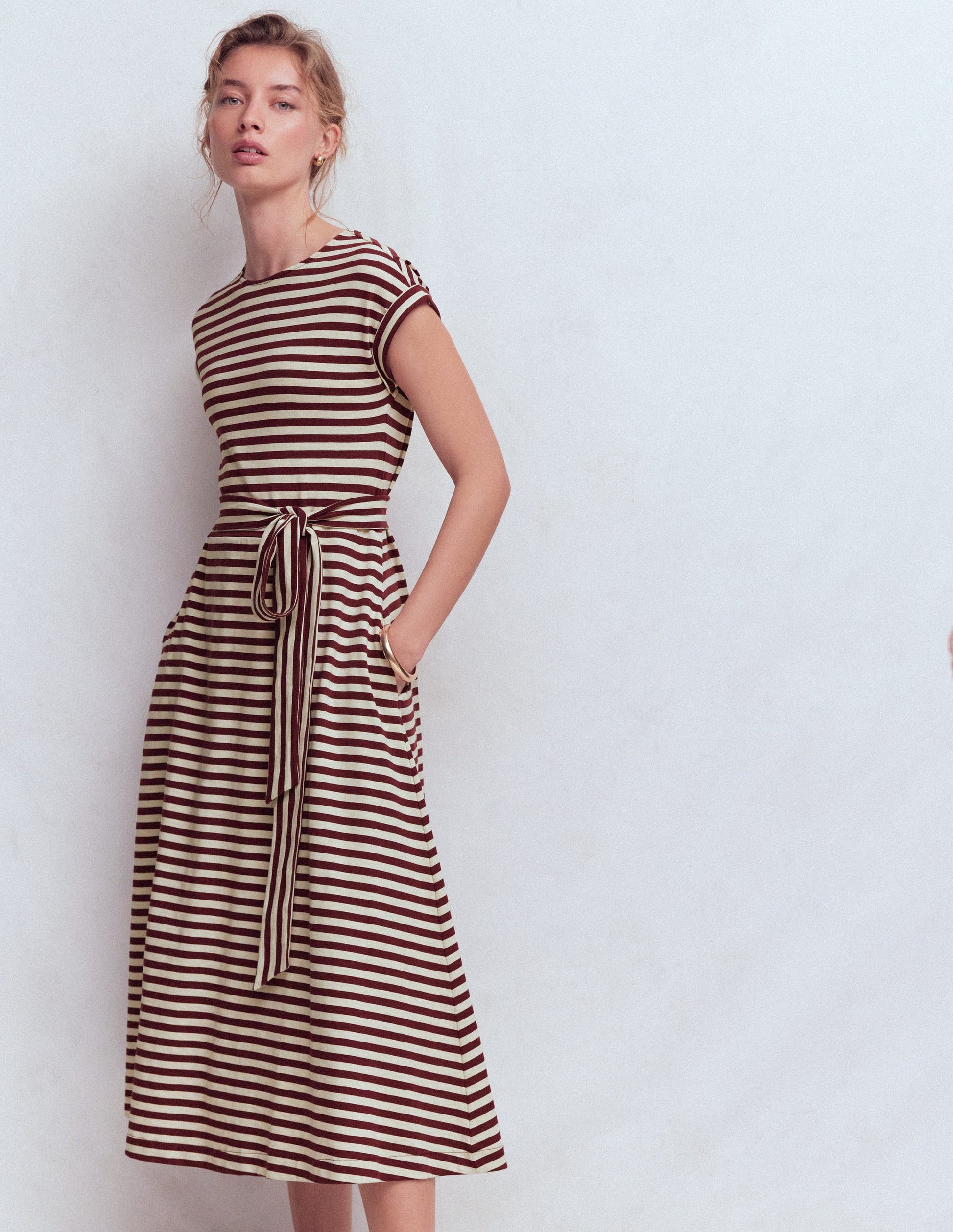 Eve Jersey Midi Dress-Deep Wisteria, Ivory Stripe-4