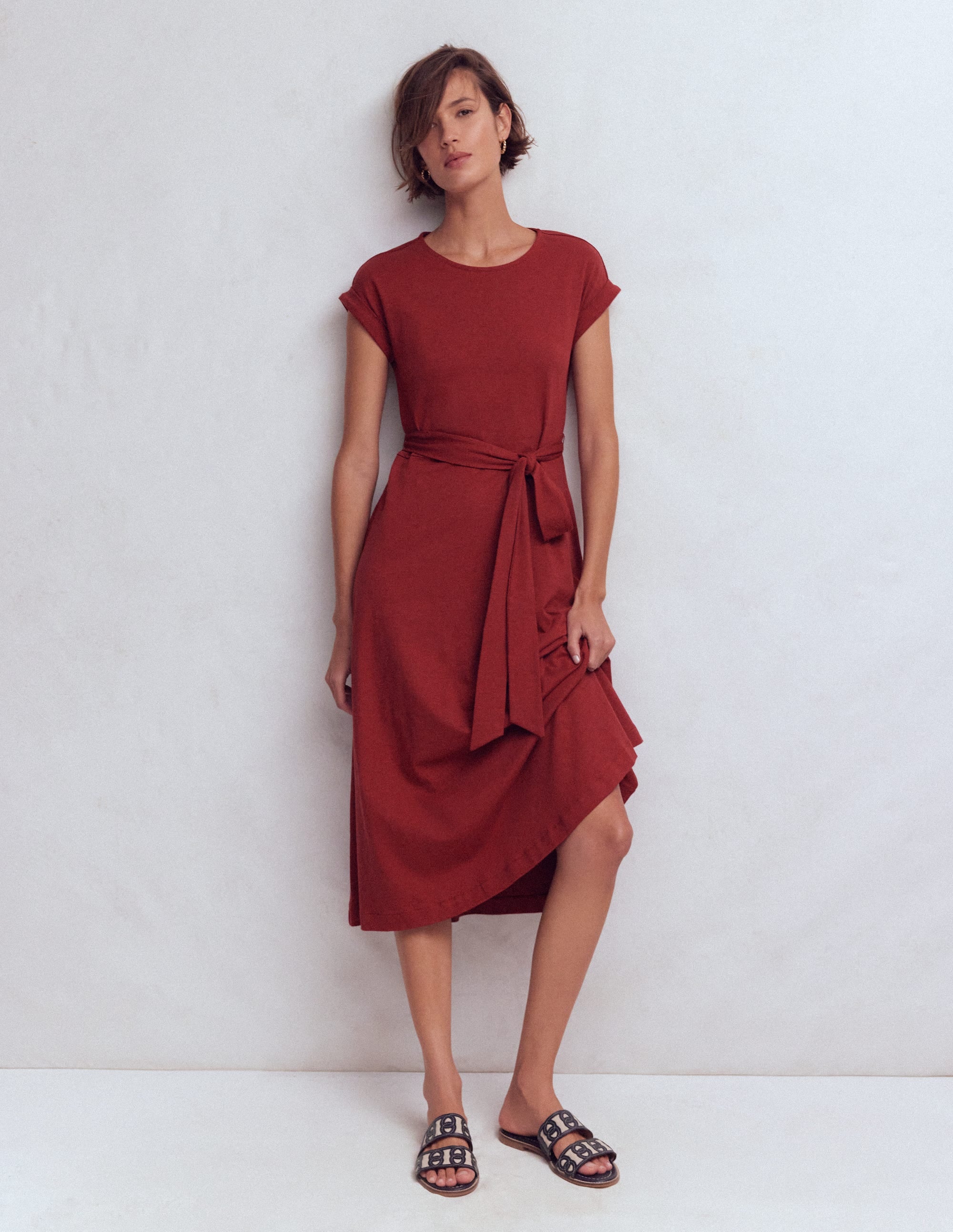 Robe midi Eve en jersey-Châtaigne profonde - Image 1