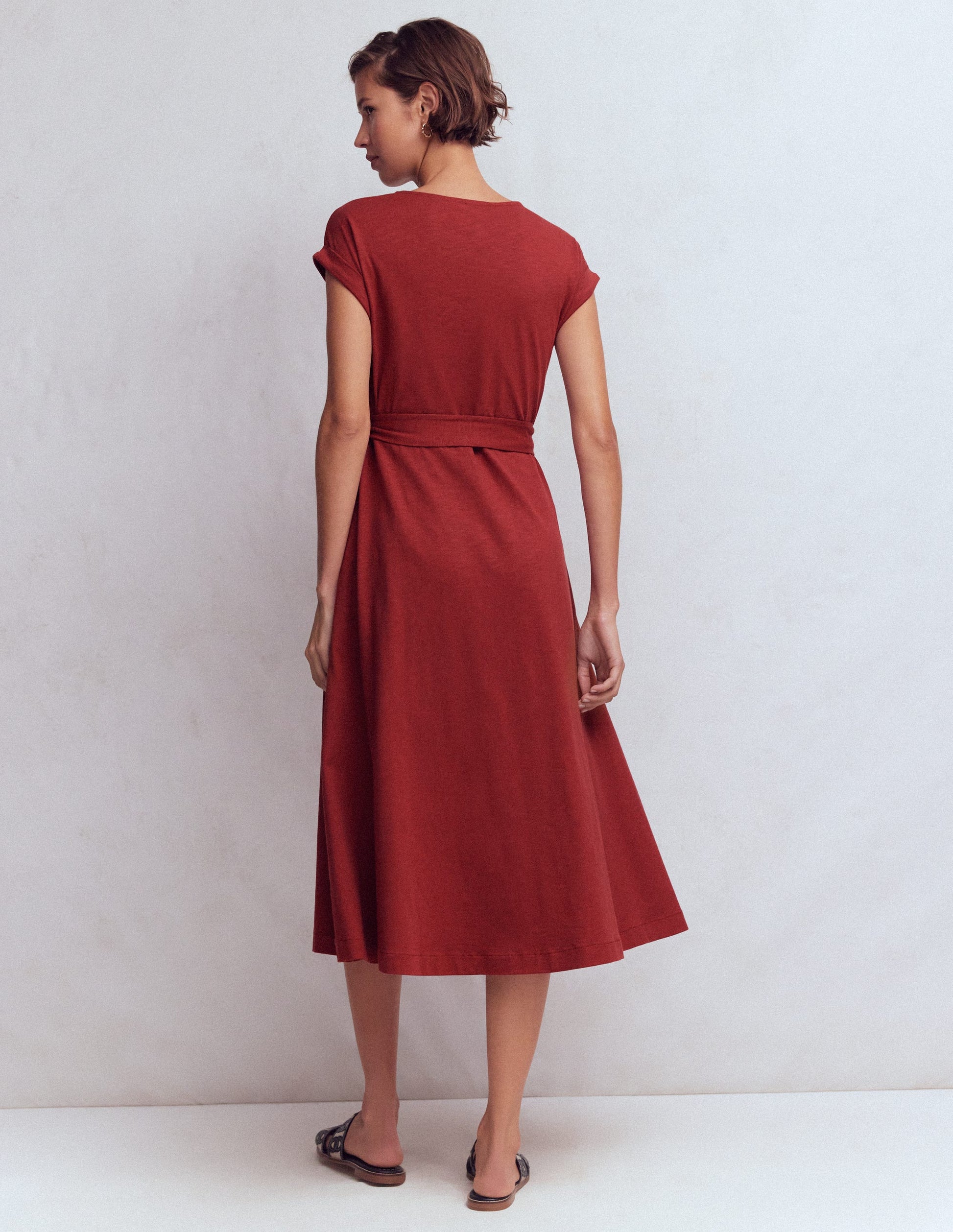Robe midi Eve en jersey-Châtaigne profonde-3