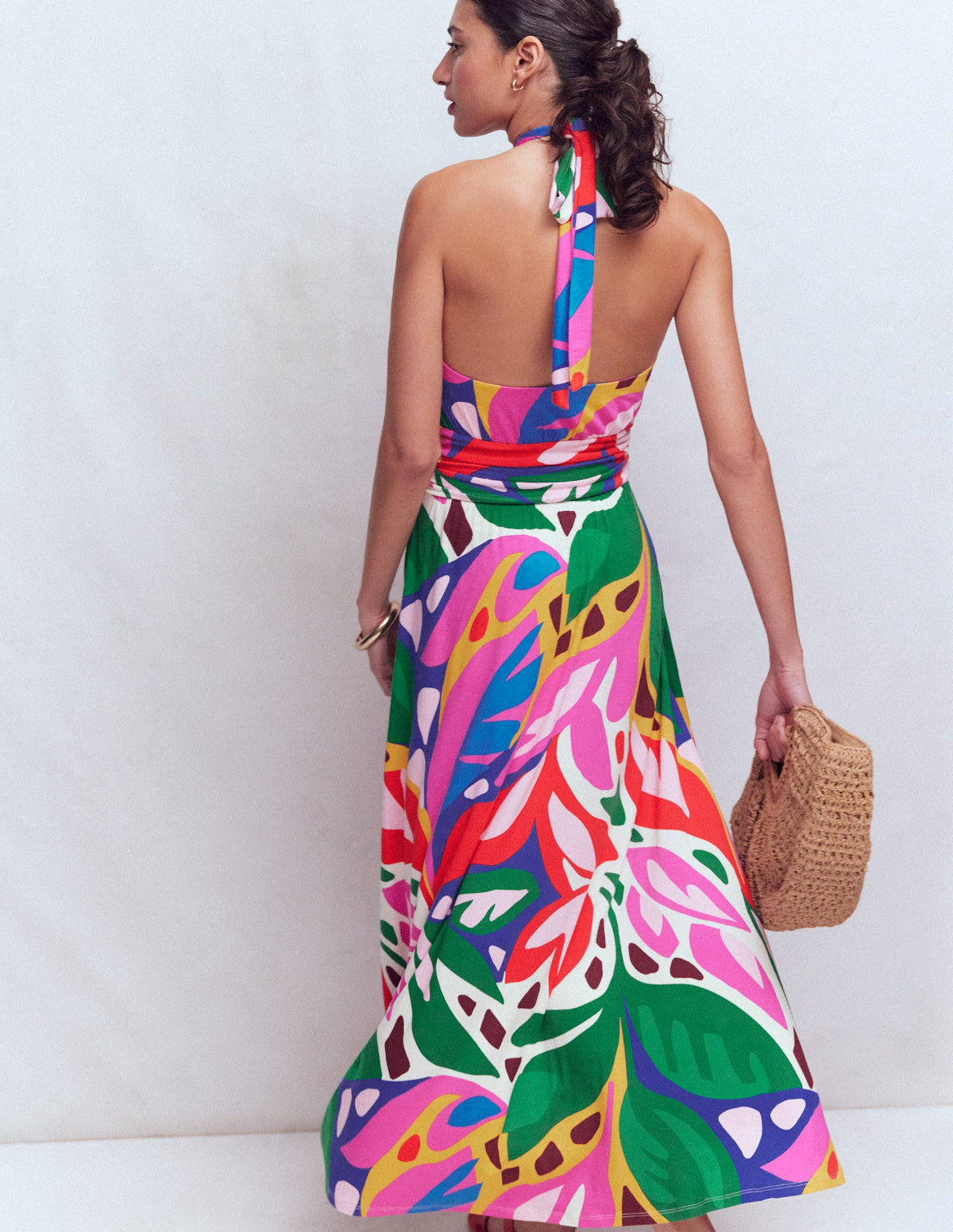 Robe à col torsadé Sydney en jersey-Multi, motif Leafy Cascade - Image 3