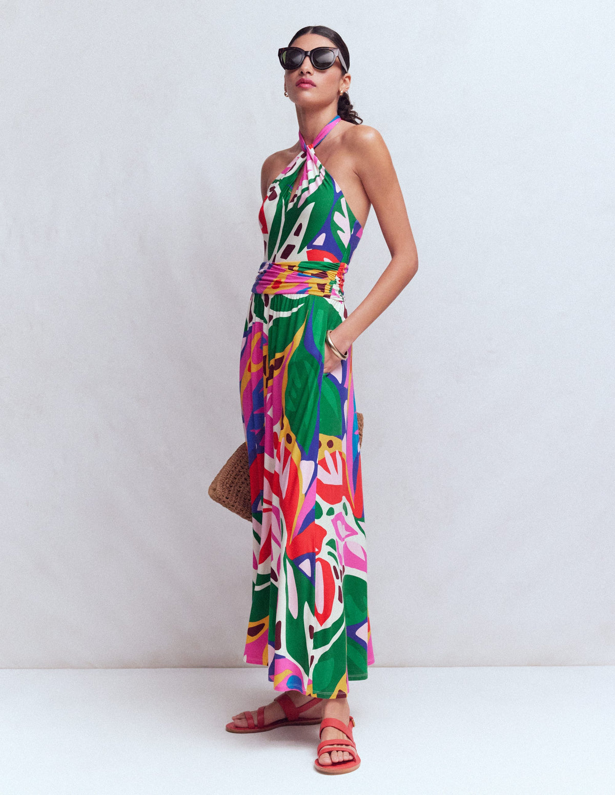 Robe à col torsadé Sydney en jersey-Multi, motif Leafy Cascade - Image 5