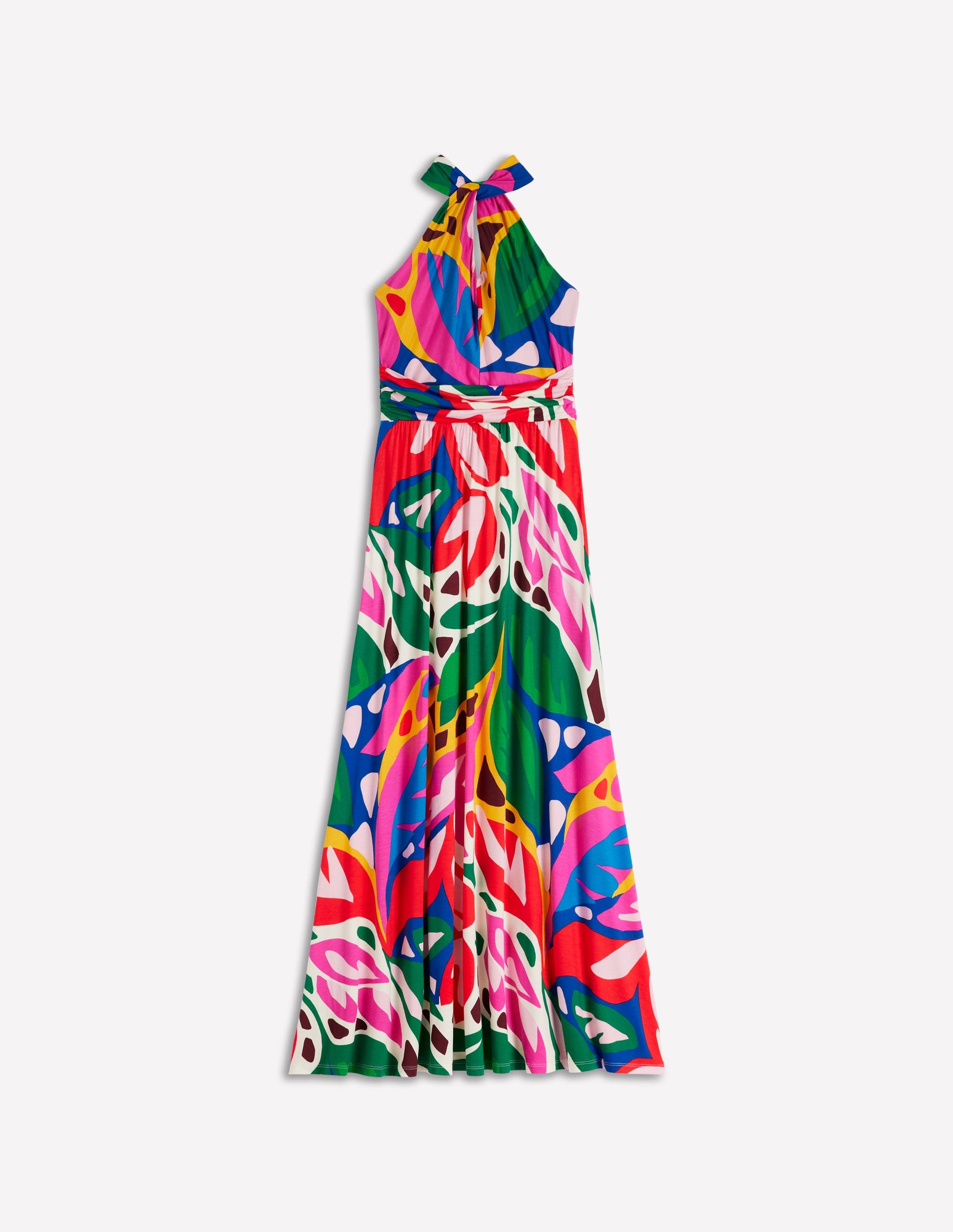 Robe à col torsadé Sydney en jersey-Multi, motif Leafy Cascade-7