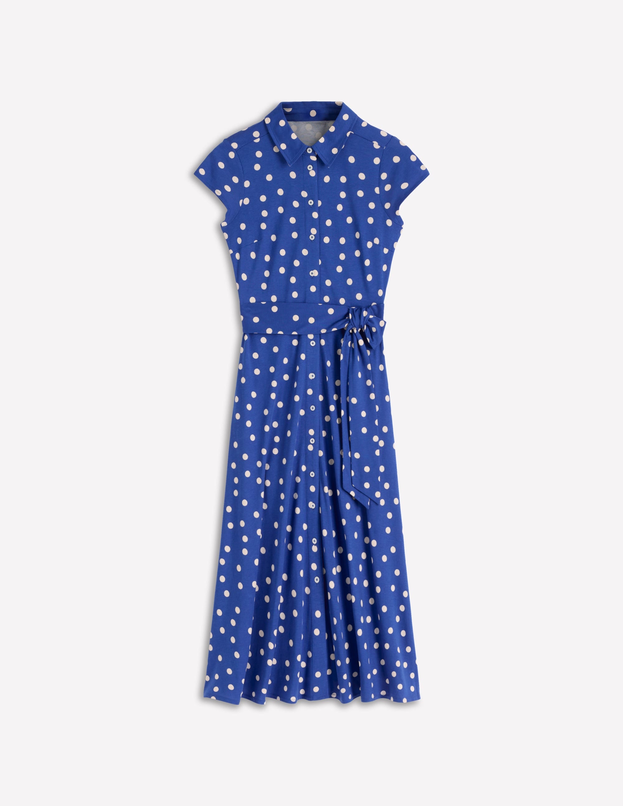 Robe-chemise Marcia en jersey-Bleu vif, pois peints - Image 5