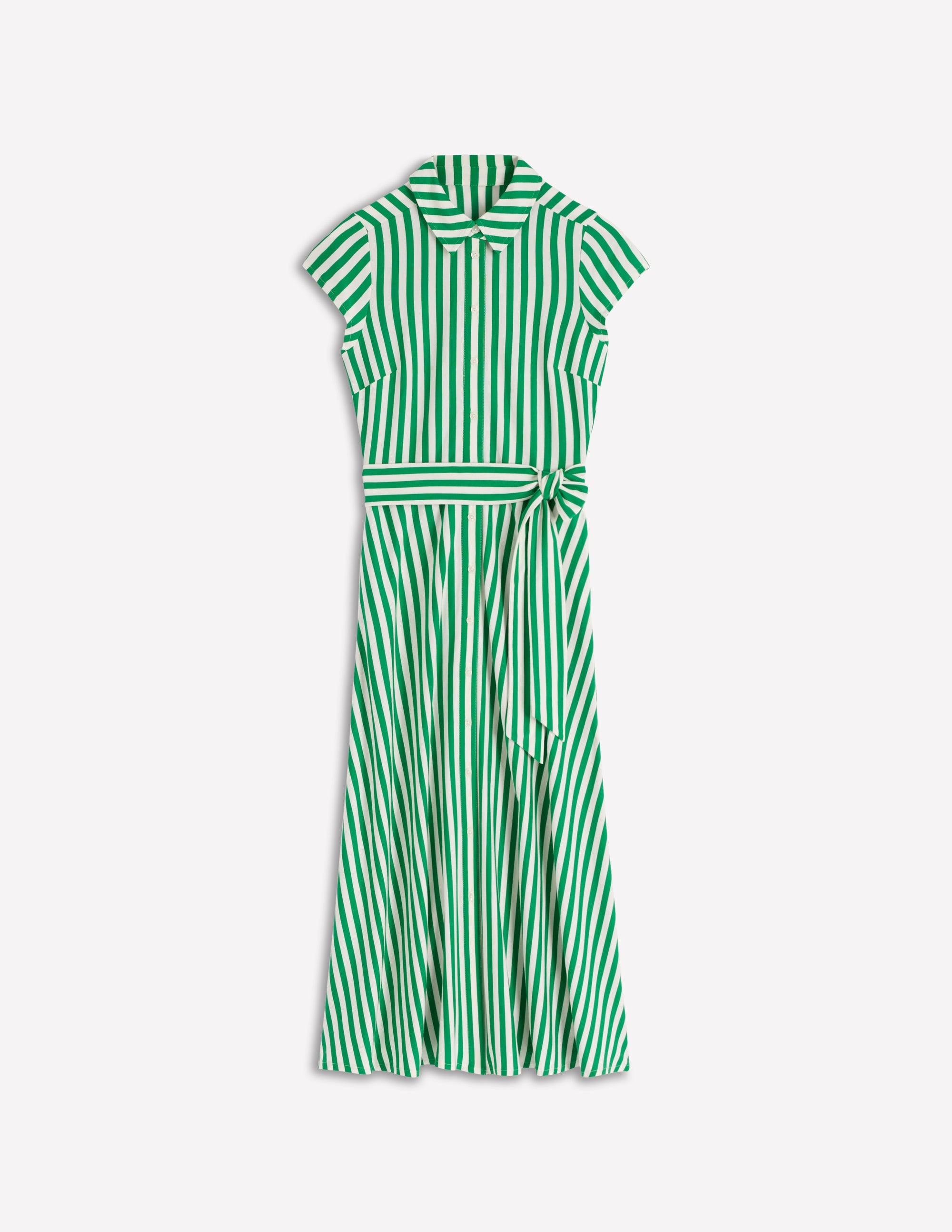 Marcia Jersey-Hemdblusenkleid-Grün und Naturweiß Streifen - Image 10
