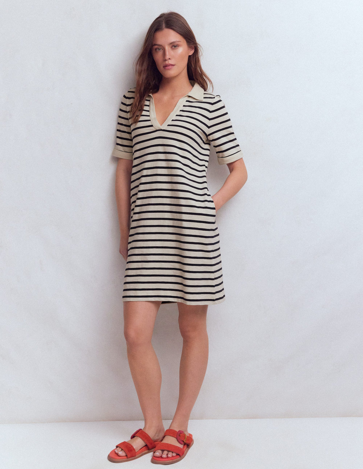 Robe T-shirt Tilda en jersey-Bleu Marine/Ivoire-4