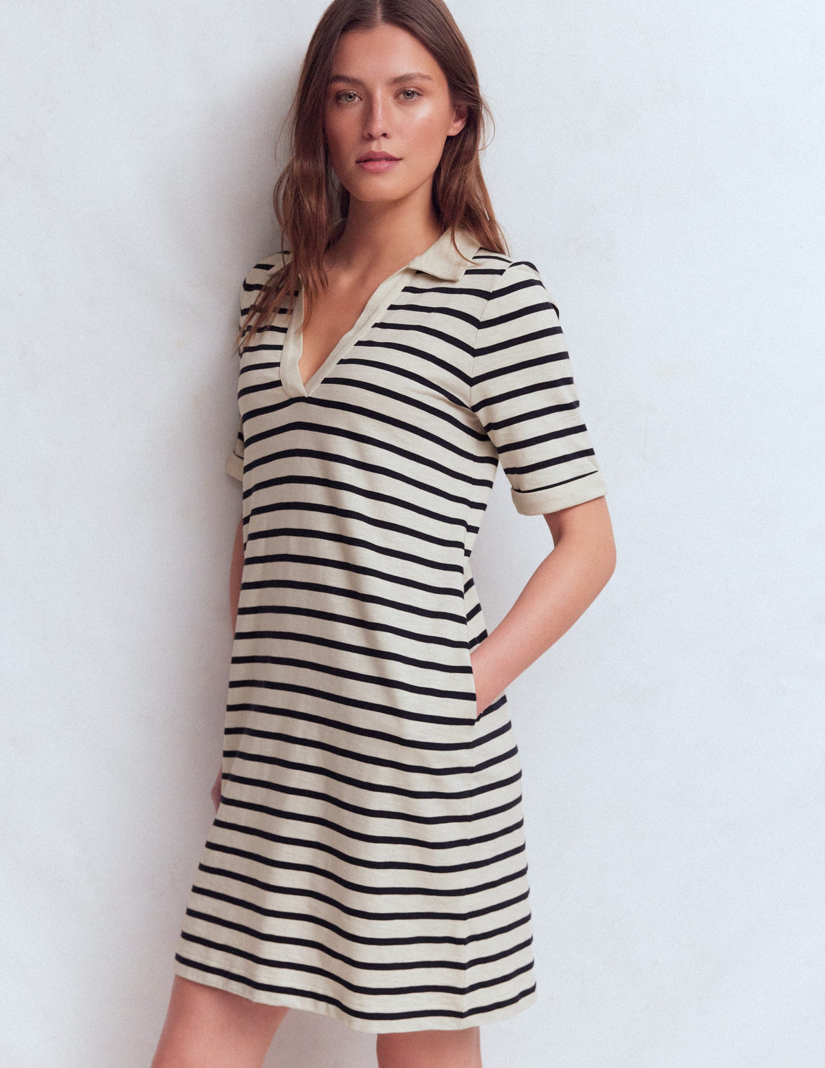 Robe T-shirt Tilda en jersey-Bleu Marine/Ivoire - Image 5