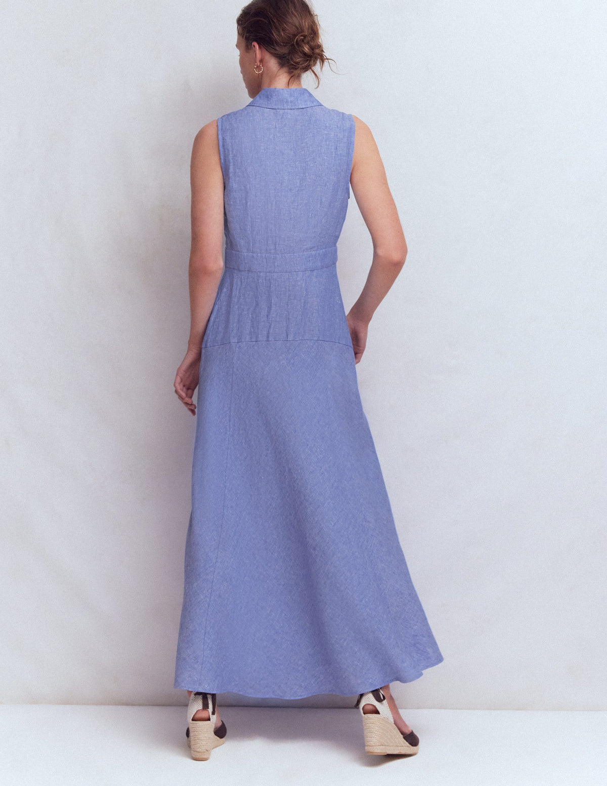 Robe Erma à taille basse en lin-Bleu chambray - Image 3