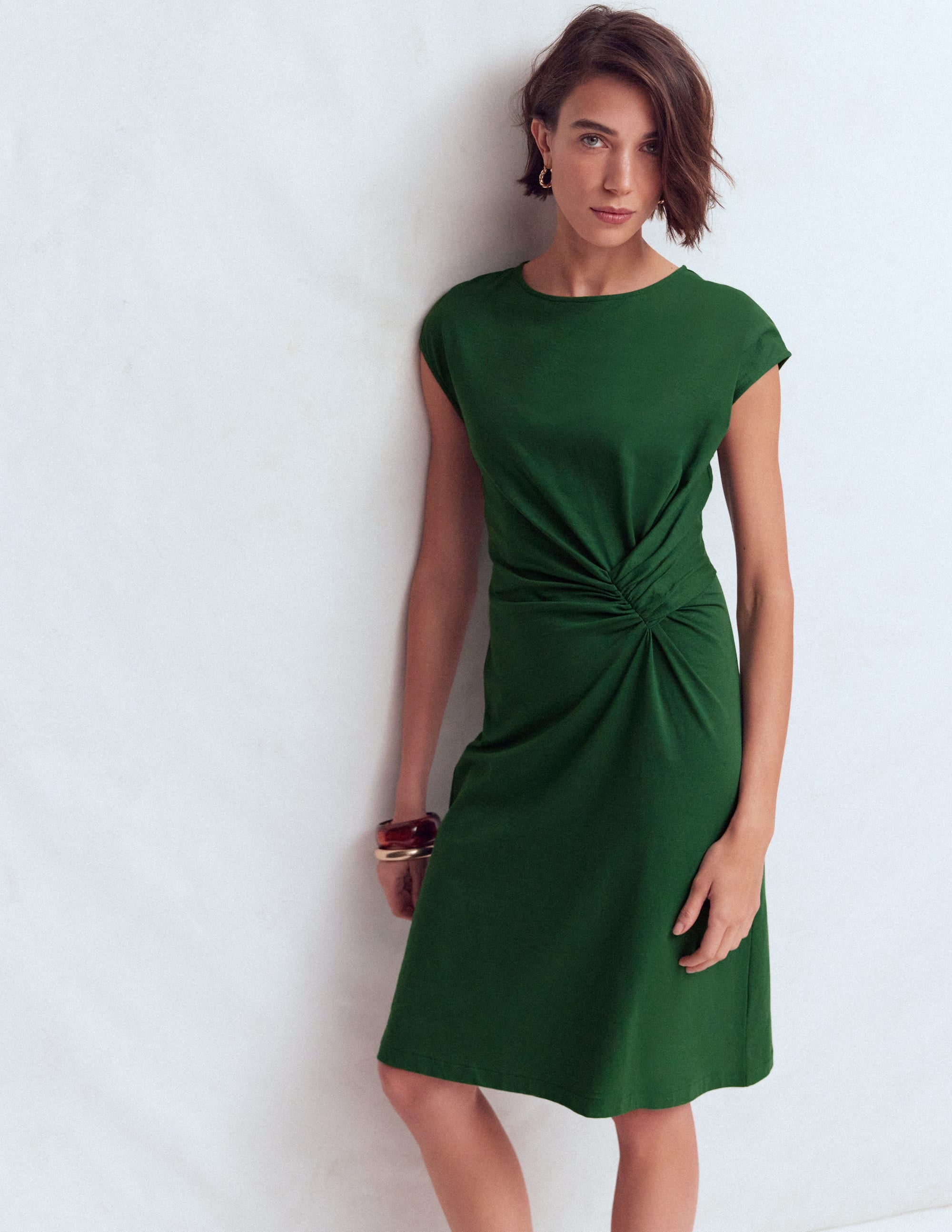 Delilah Kurzes Kleid mit Twistdetail-Jagdgrün - Image 1
