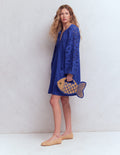 Kaftan mit bestickten Ärmeln-Blaue Stickerei