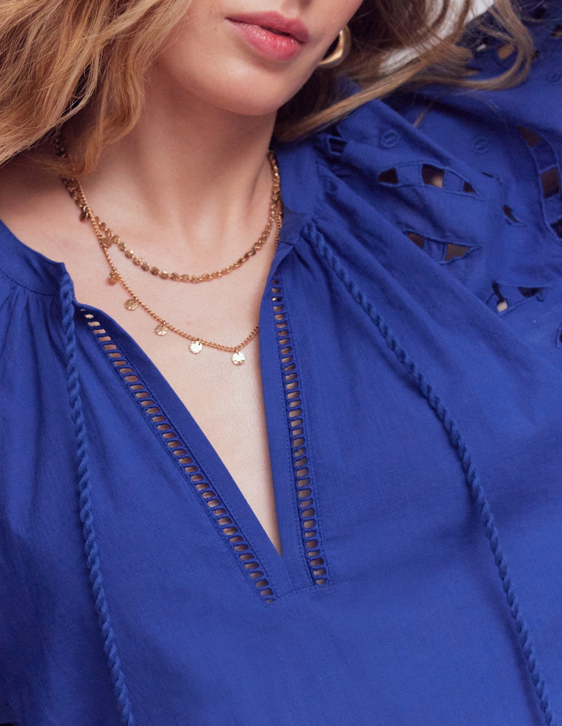 Kaftan mit bestickten Ärmeln-Blaue Stickerei-2