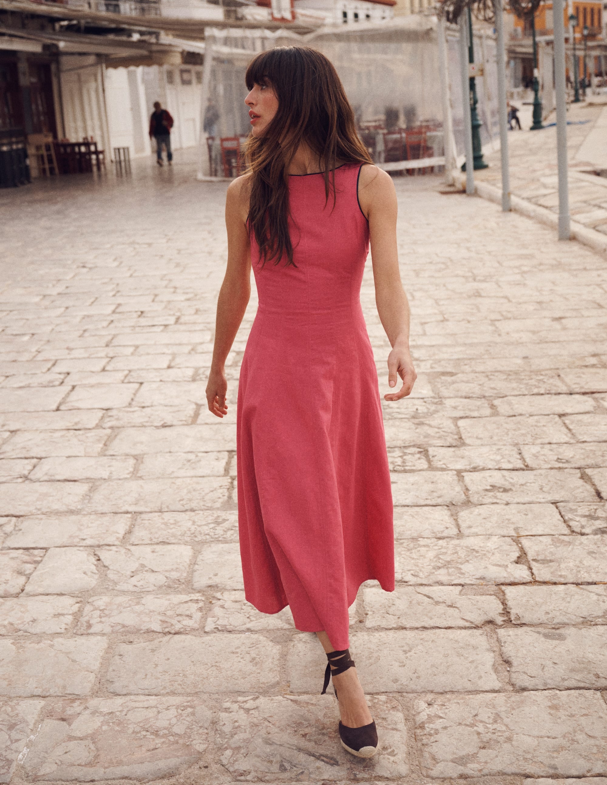 Annet Midikleid aus Leinenmischgewebe-Kirschrot - Image 6