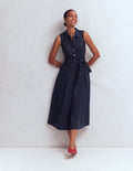 Belinda Hemdblusenkleid aus Leinen-Marineblau