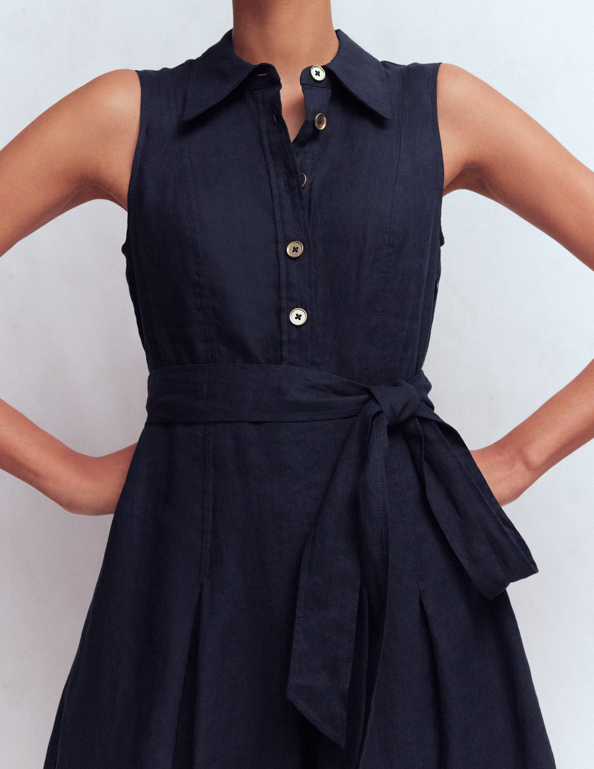 Belinda Hemdblusenkleid aus Leinen-Marineblau-2
