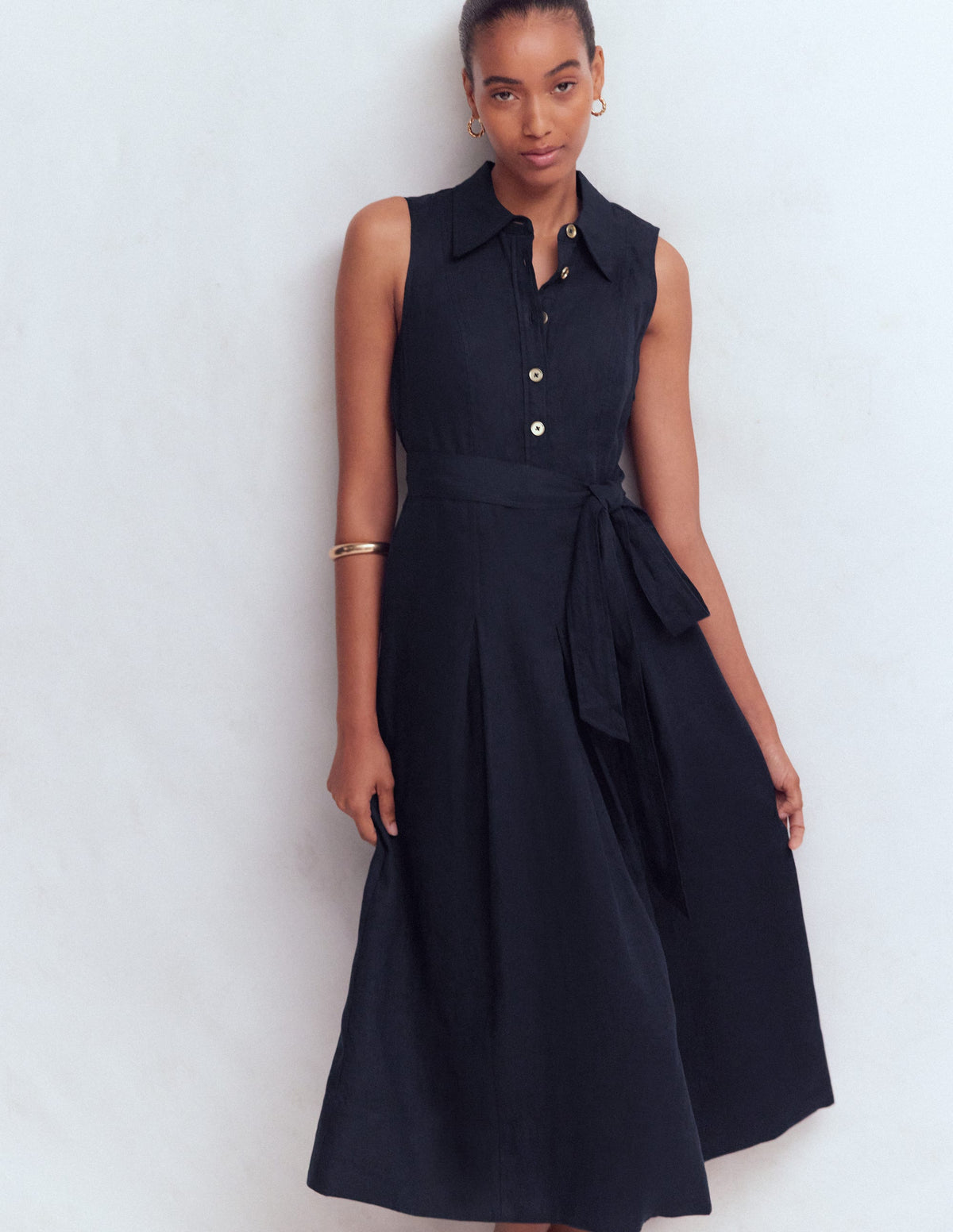 Belinda Hemdblusenkleid aus Leinen-Marineblau-6