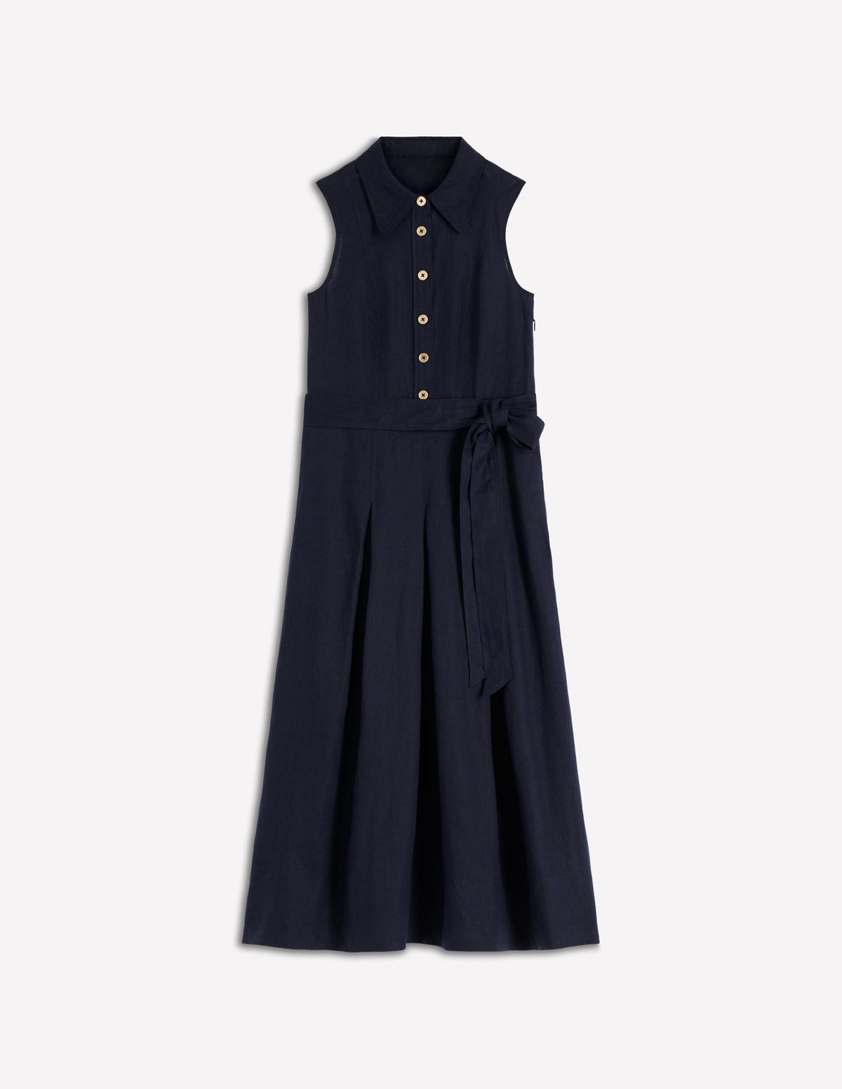 Belinda Hemdblusenkleid aus Leinen-Marineblau - Image 7