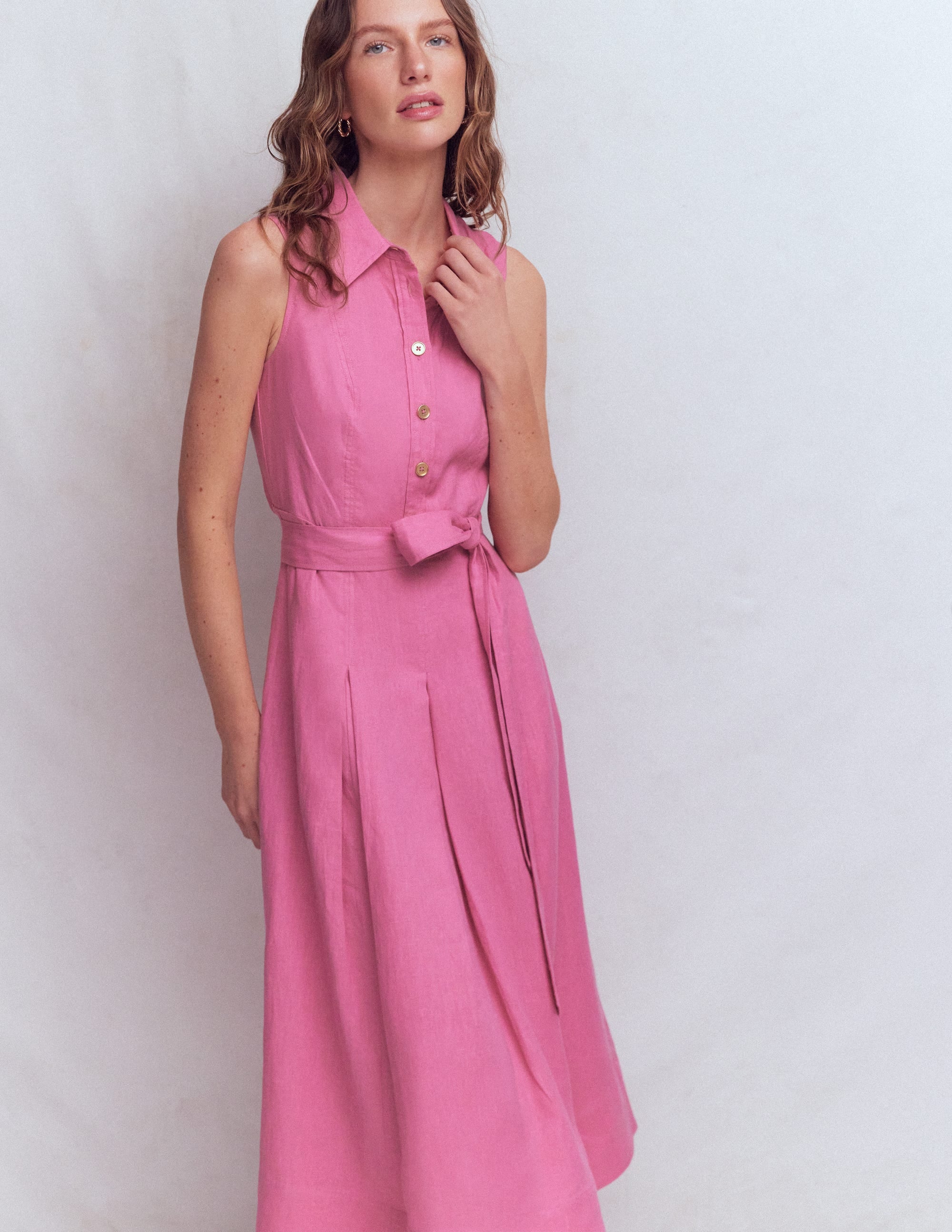 Belinda Hemdblusenkleid aus Leinen-Rosa Parfait - Image 1
