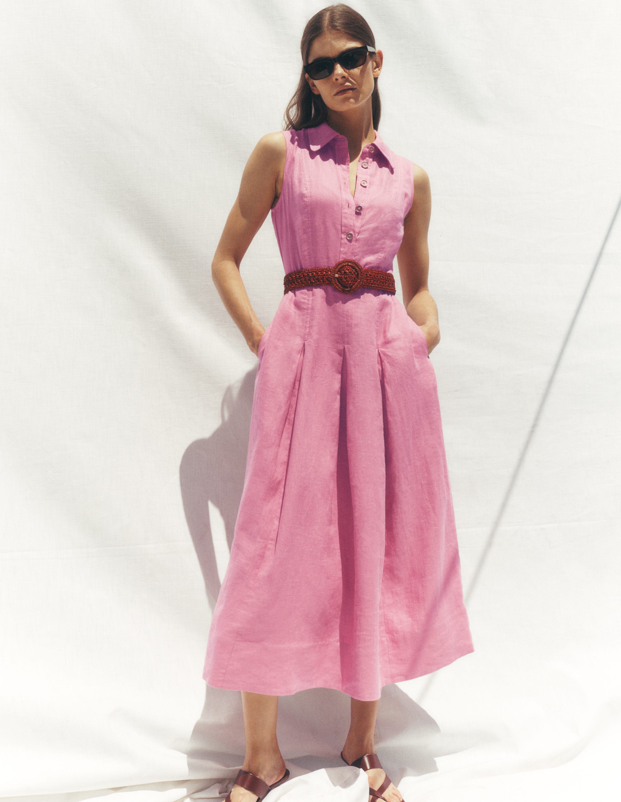 Belinda Hemdblusenkleid aus Leinen-Rosa Parfait - Image 7