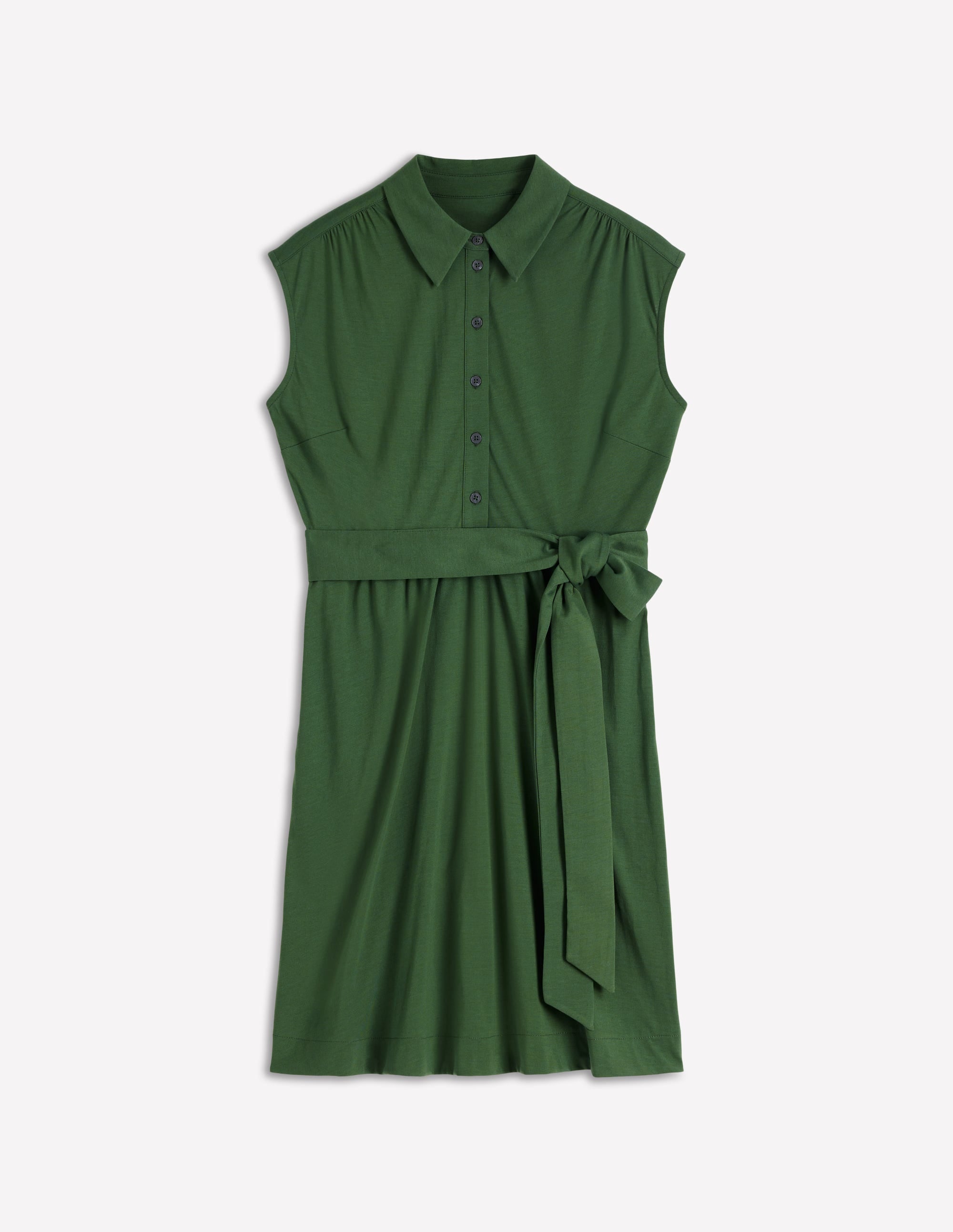 Honor Kurzes Jersey-Hemdblusenkleid-Ackerbohnengrün - Image 6