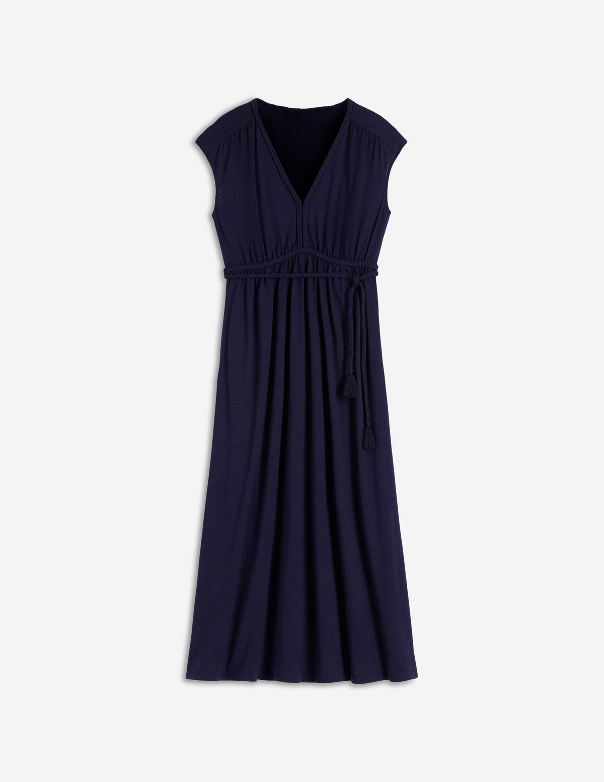 Heidi Gerafftes Jerseykleid mit Kordel-Marineblau-6
