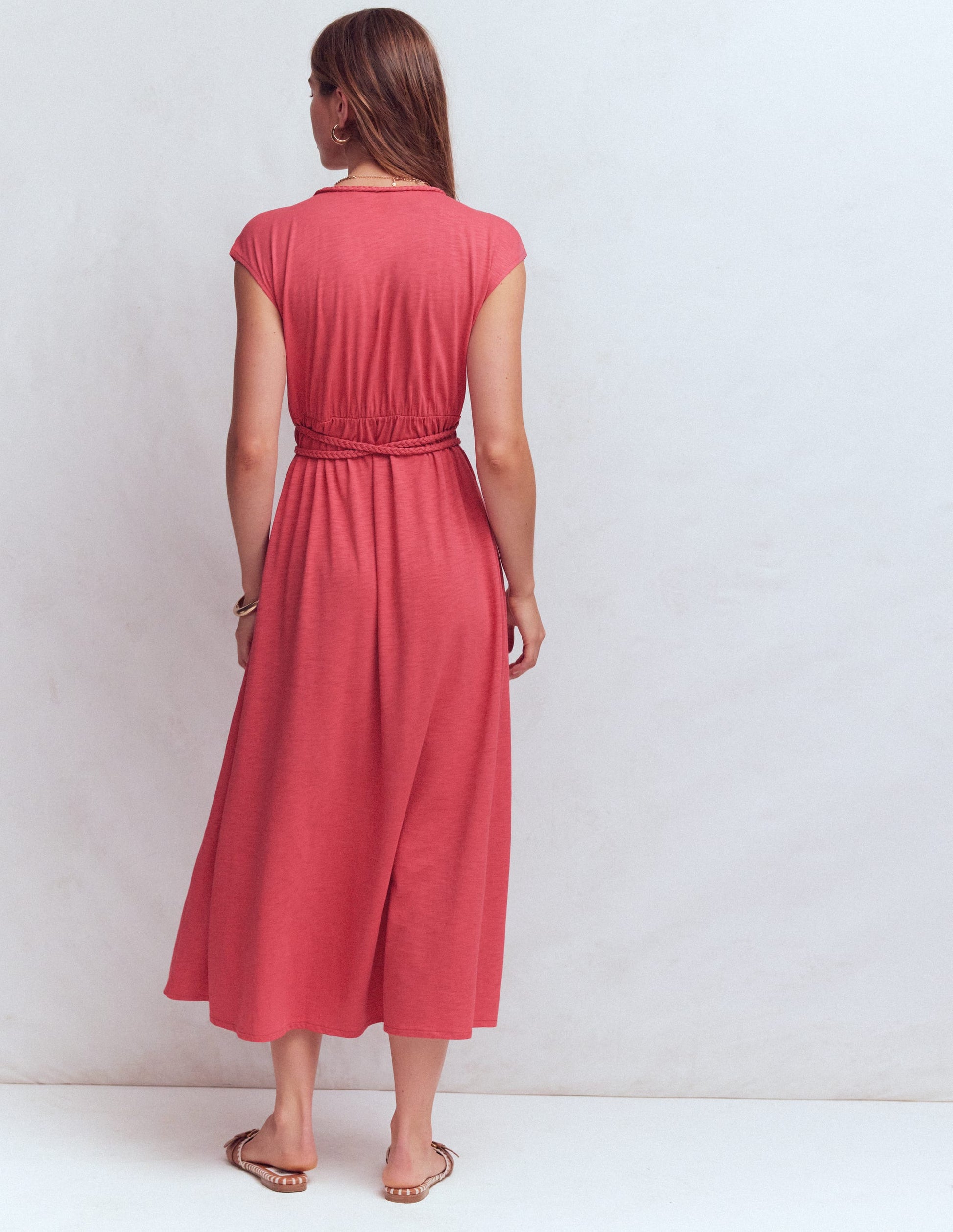Heidi Gerafftes Jerseykleid mit Kordel-Winter Puderrosa-3