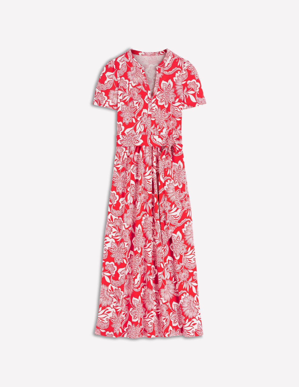Naomi Jersey-Midikleid-Blutorange, Elegante Blüten-7