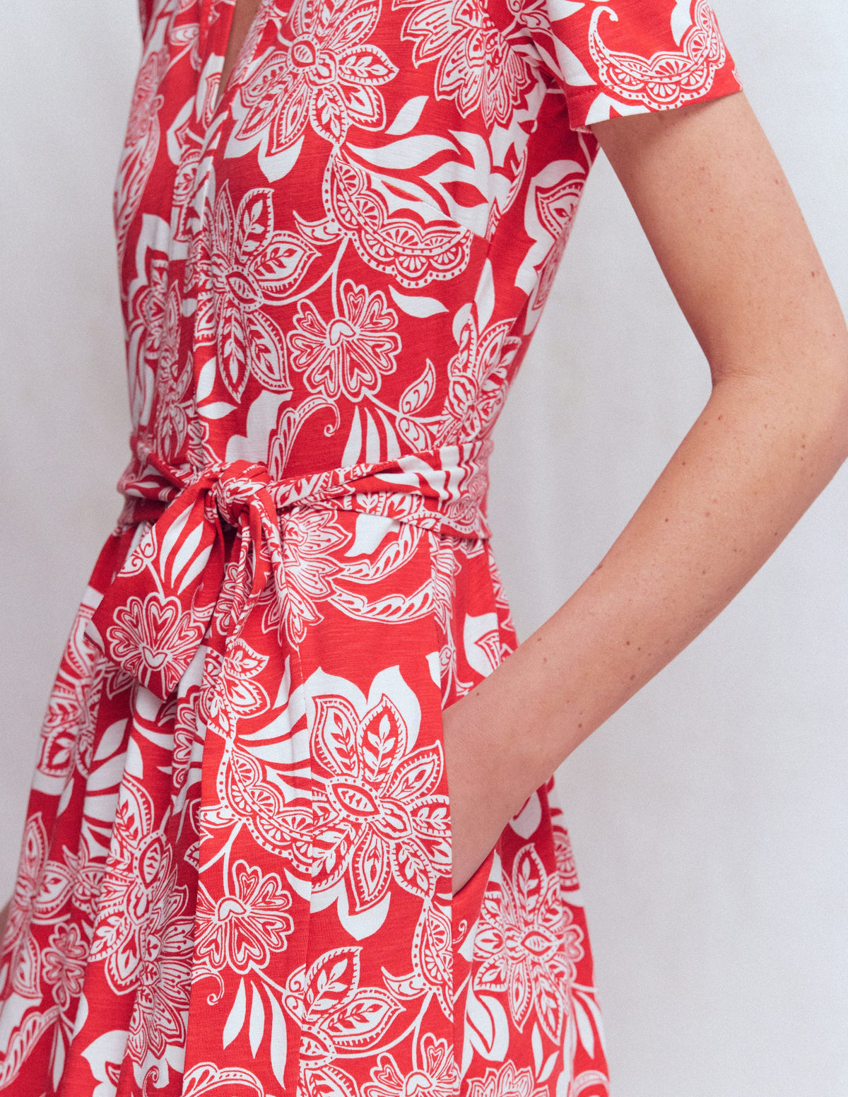 Naomi Jersey-Midikleid-Blutorange, Elegante Blüten - Image 6