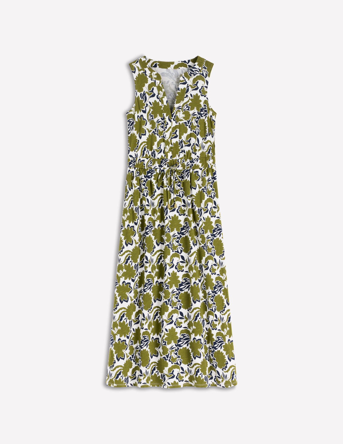 Robe midi Delphine en jersey-Olive, motif Shadow Blossom - Image 5