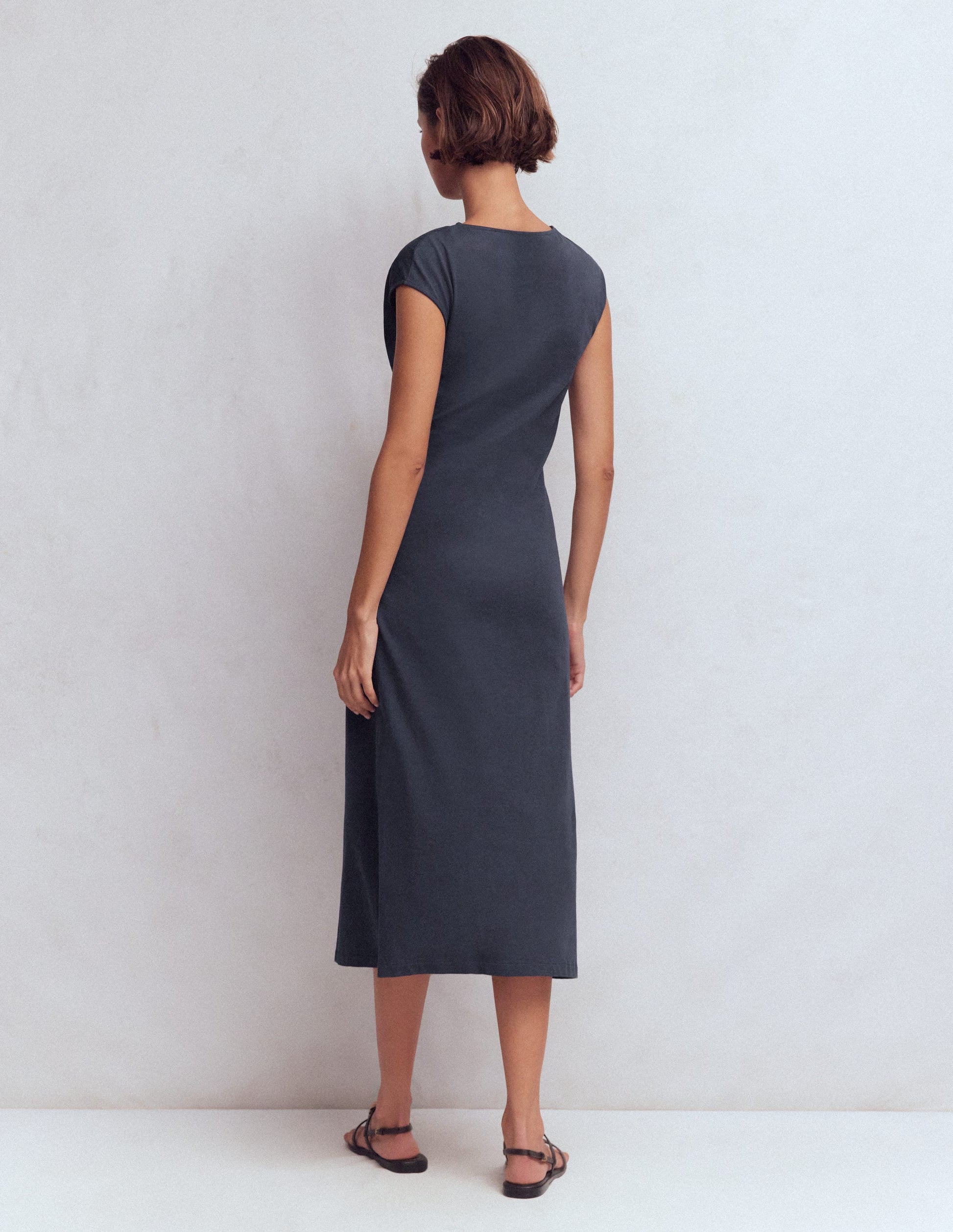 Robe midi Delilah torsadée-Bleu marine-3