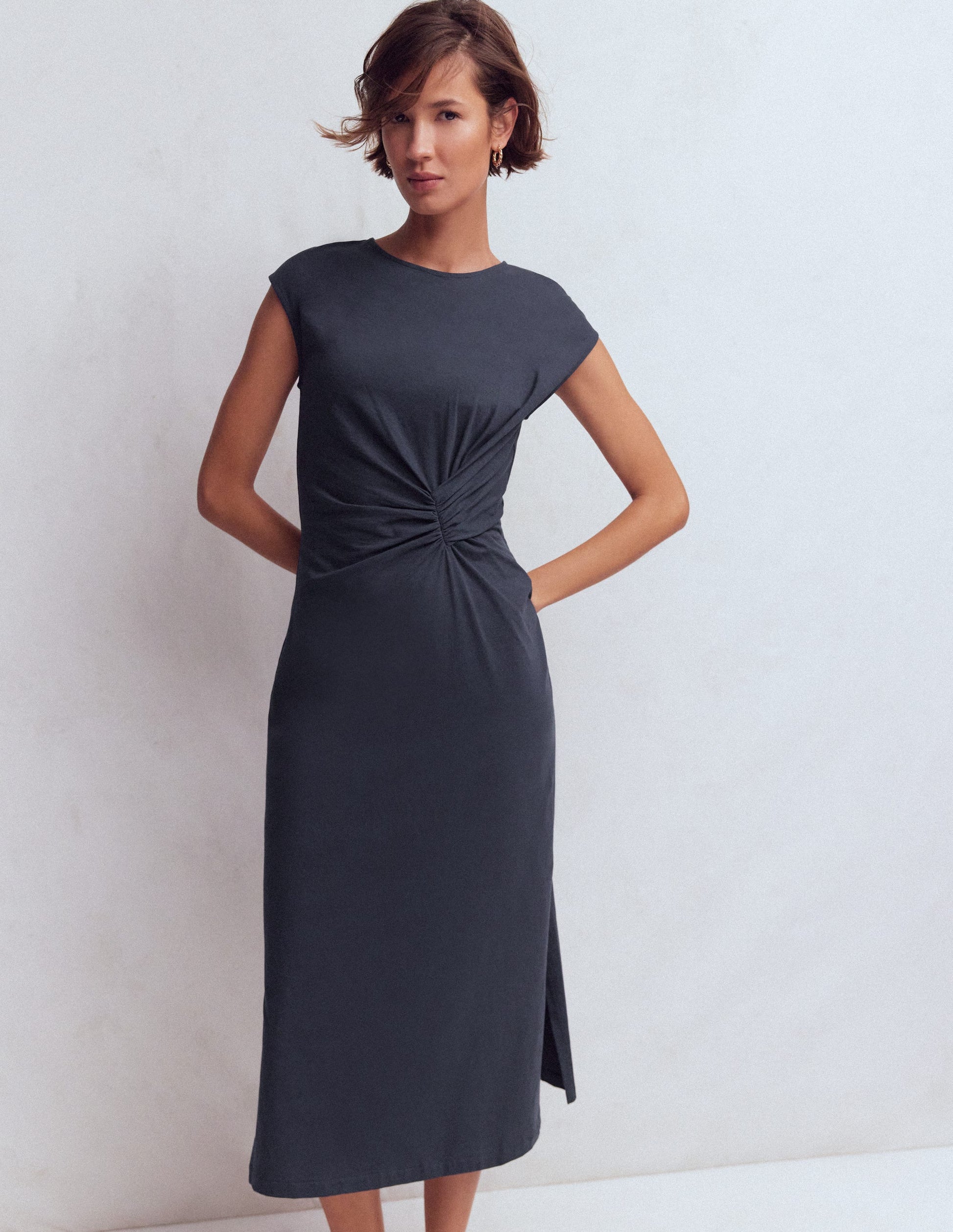 Robe midi Delilah torsadée-Bleu marine-4