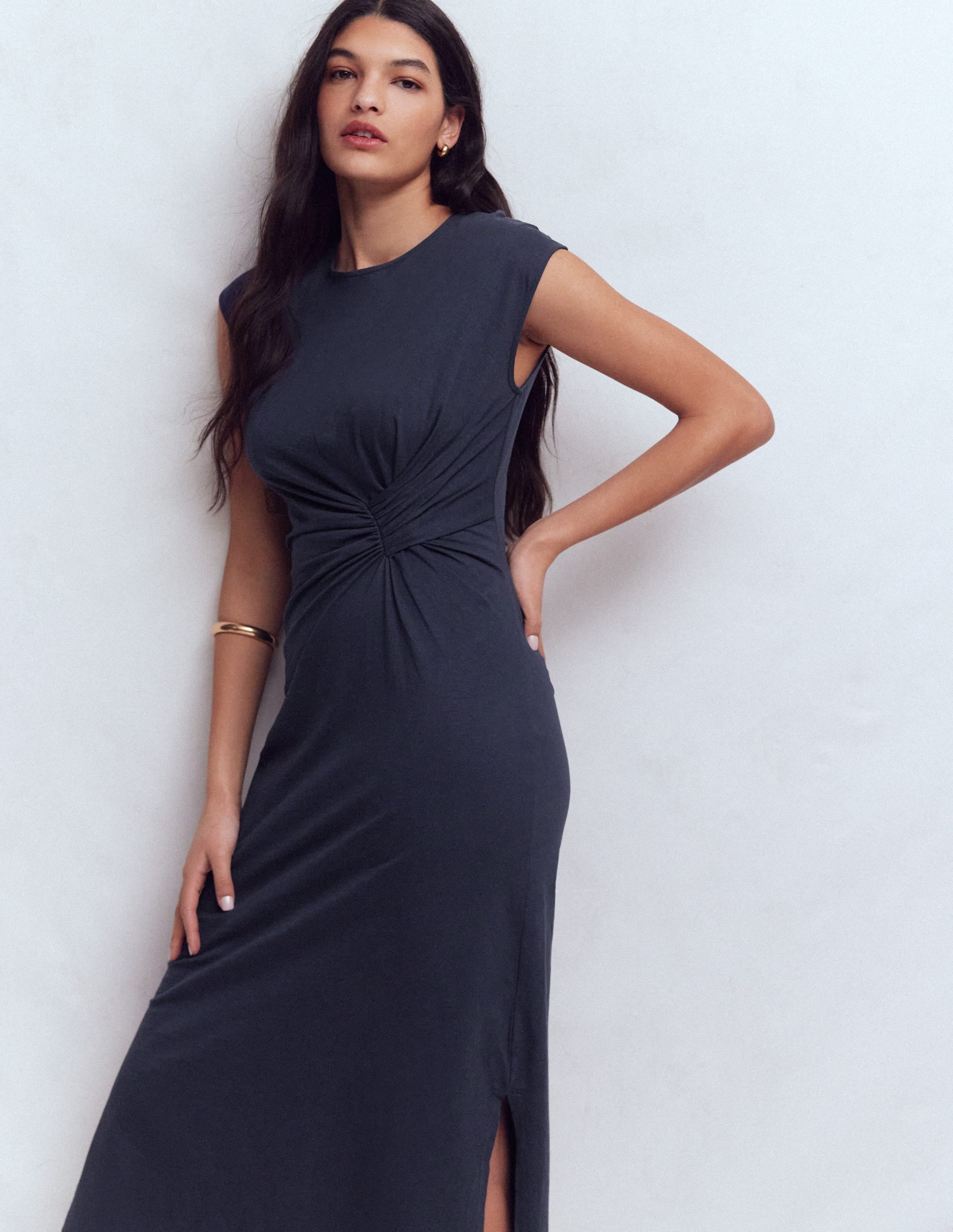 Robe midi Delilah torsadée-Bleu marine - Image 8