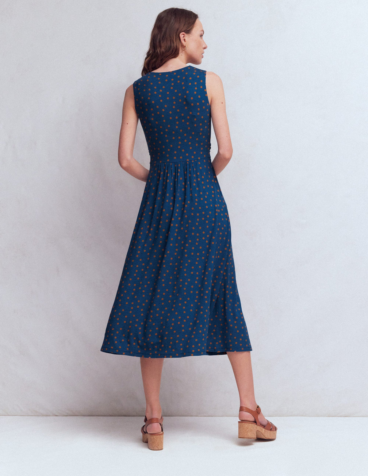 Zara Jerseykleid mit überkreuzter Taille-Turmalinblau, Gemalte Tupfen-3
