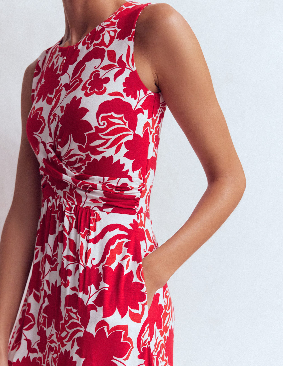 Zara Jerseykleid mit überkreuzter Taille-Merida-Rot, Schattenblüte-2