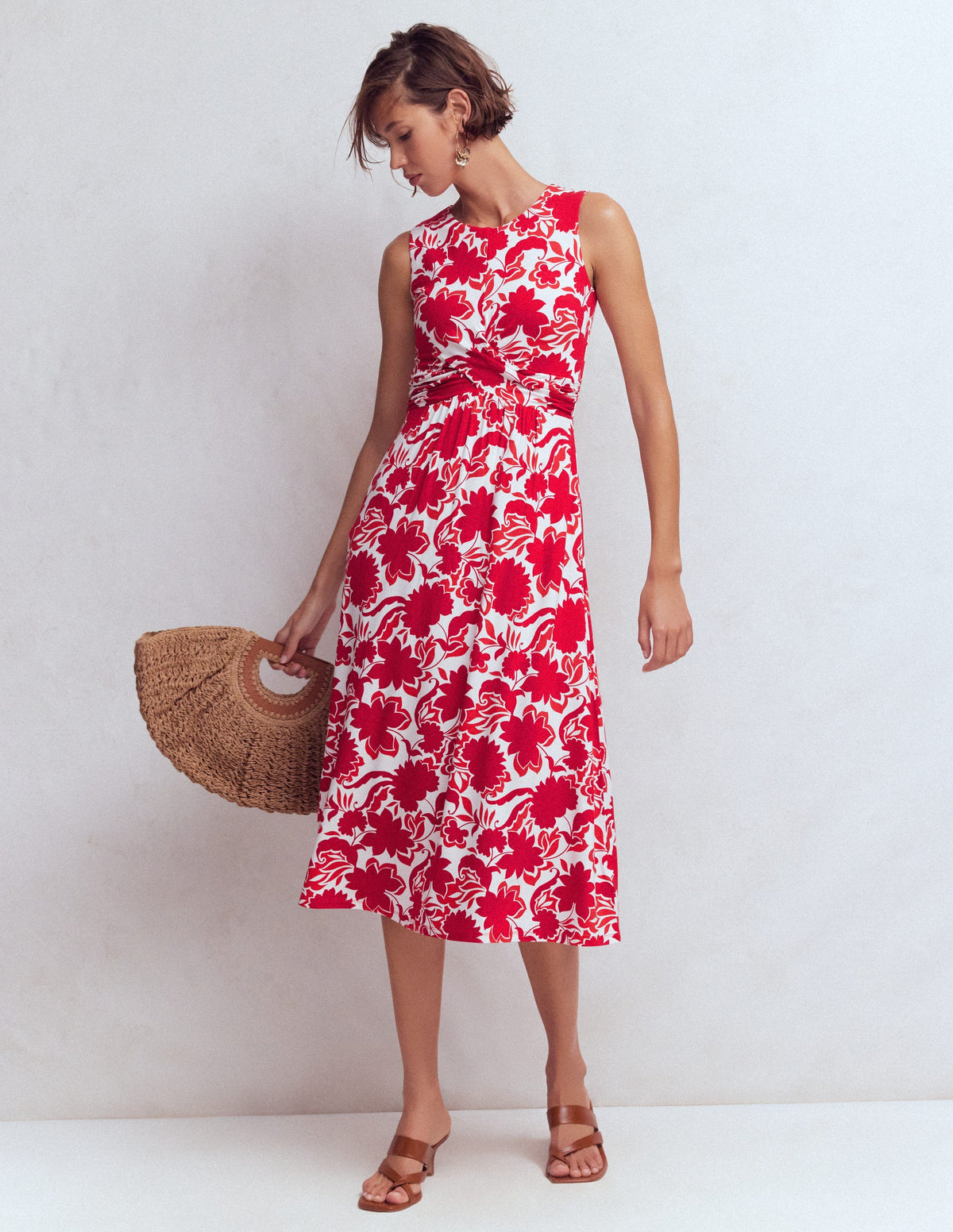Zara Jerseykleid mit überkreuzter Taille-Merida-Rot, Schattenblüte-4