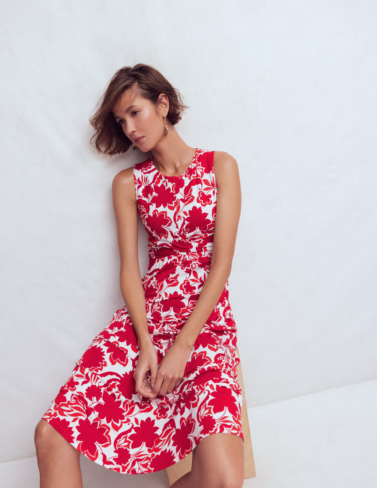 Zara Jerseykleid mit überkreuzter Taille-Merida-Rot, Schattenblüte-5