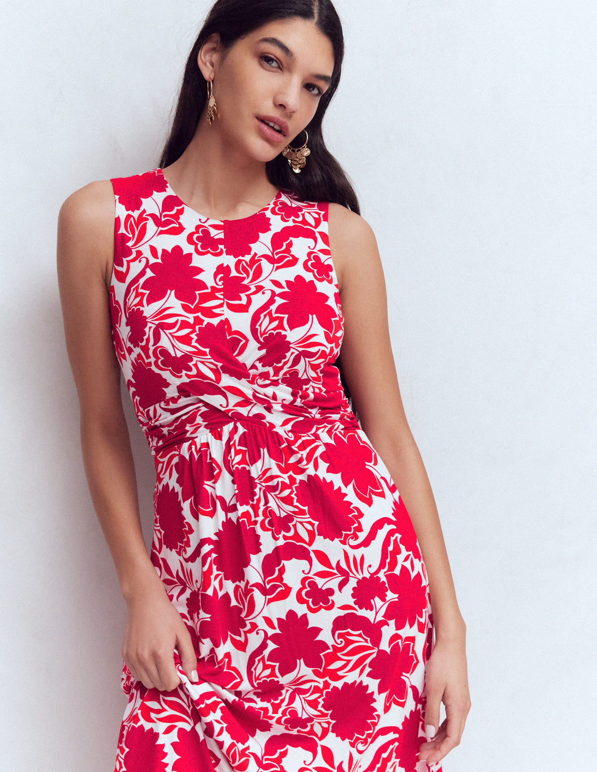 Zara Jerseykleid mit überkreuzter Taille-Merida-Rot, Schattenblüte-7