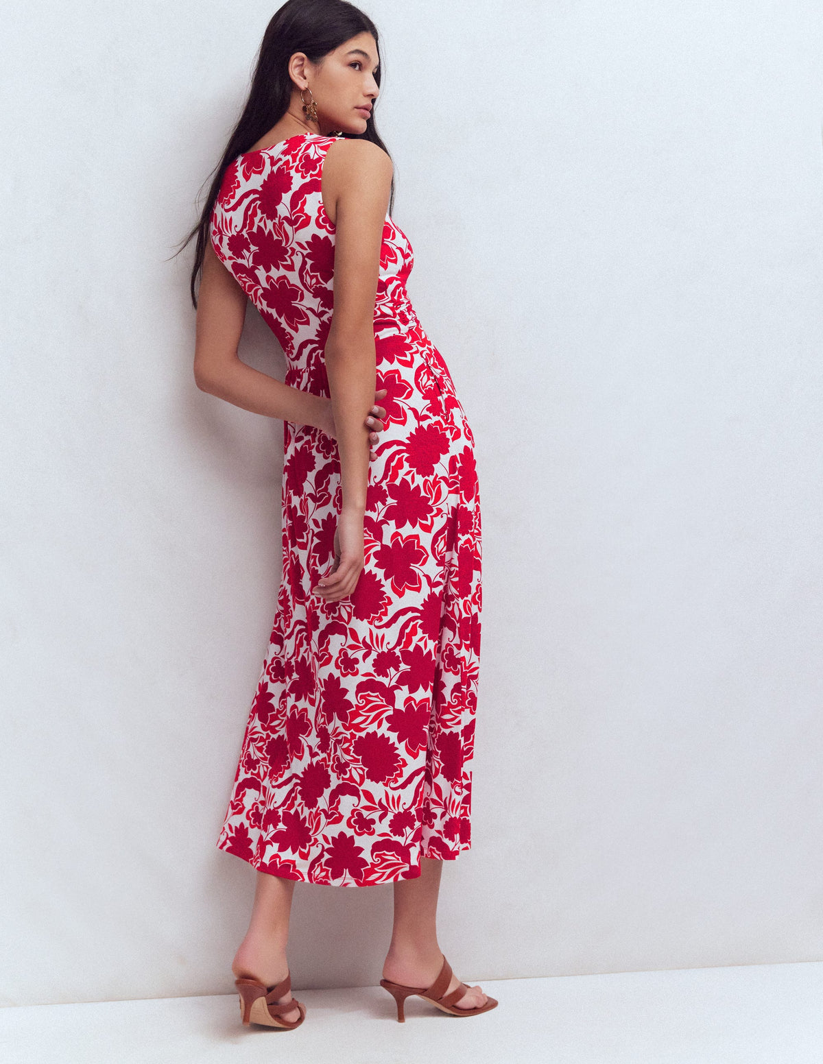Zara Jerseykleid mit überkreuzter Taille-Merida-Rot, Schattenblüte-8
