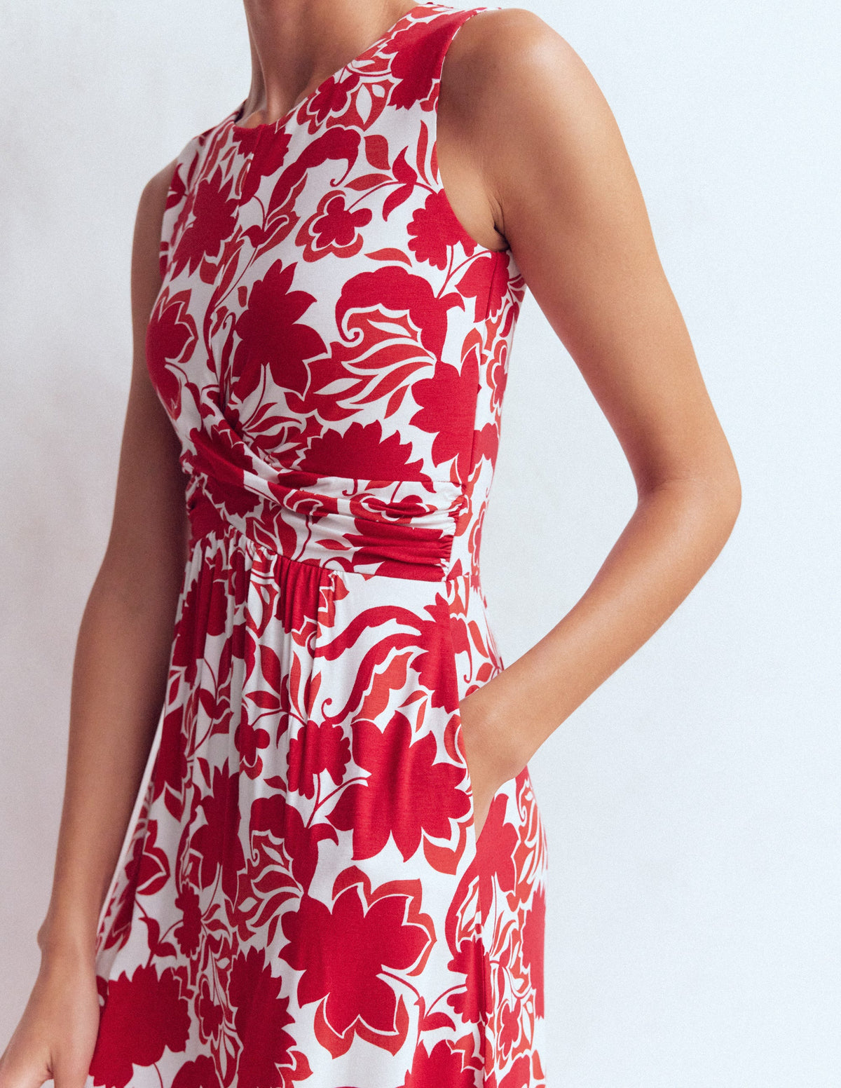 Zara Jerseykleid mit überkreuzter Taille-Merida-Rot, Schattenblüte-10