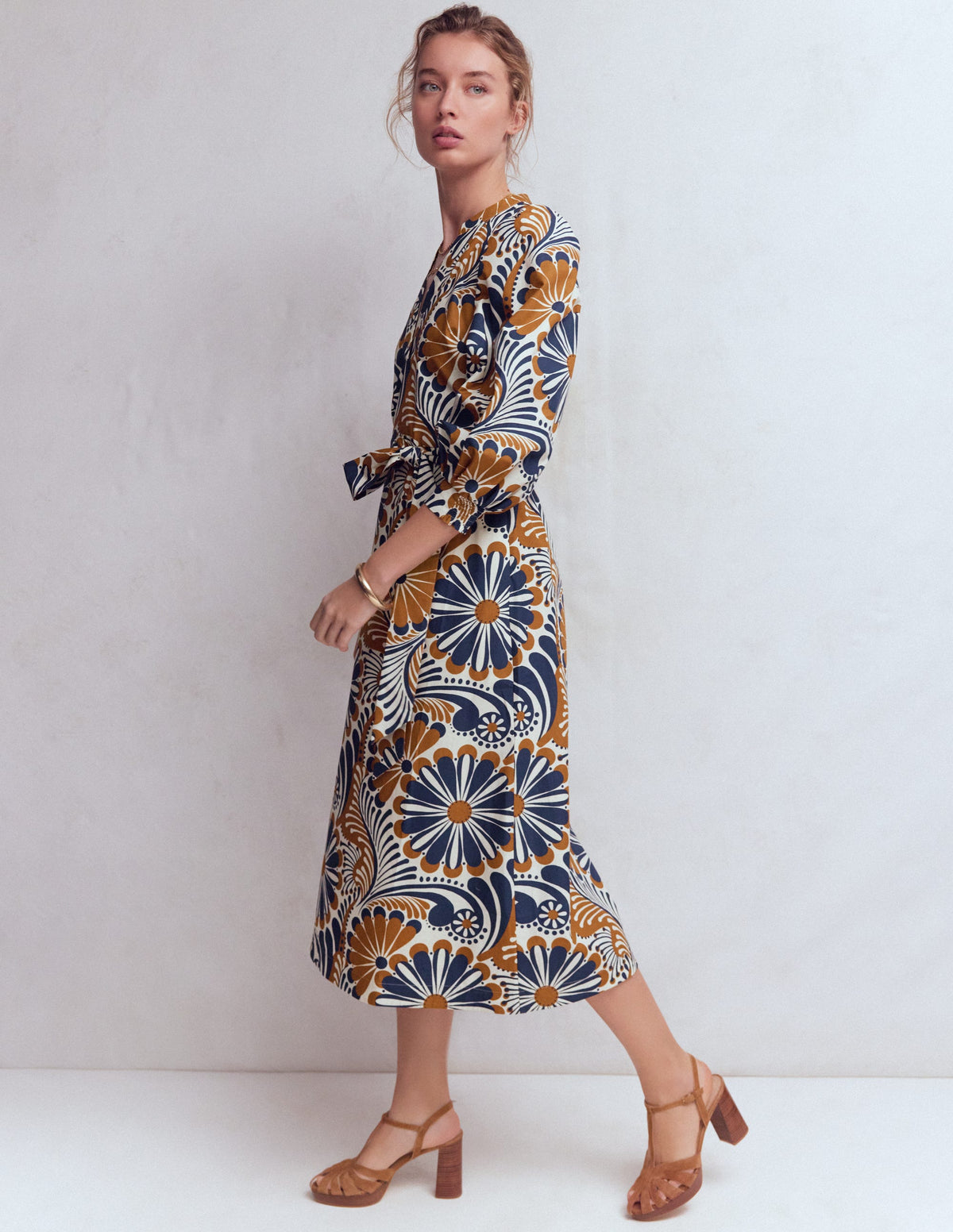 Octavia Baumwollkleid-Marineblau Euphorische Gärten-1