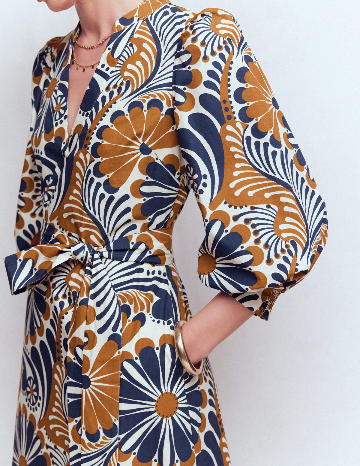 Octavia Baumwollkleid-Marineblau Euphorische Gärten-2