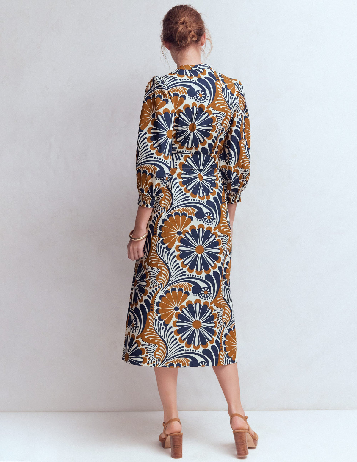 Octavia Baumwollkleid-Marineblau Euphorische Gärten-3