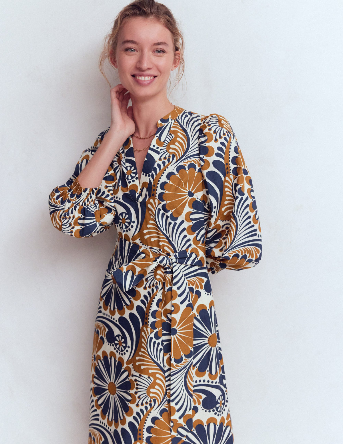 Octavia Baumwollkleid-Marineblau Euphorische Gärten-4