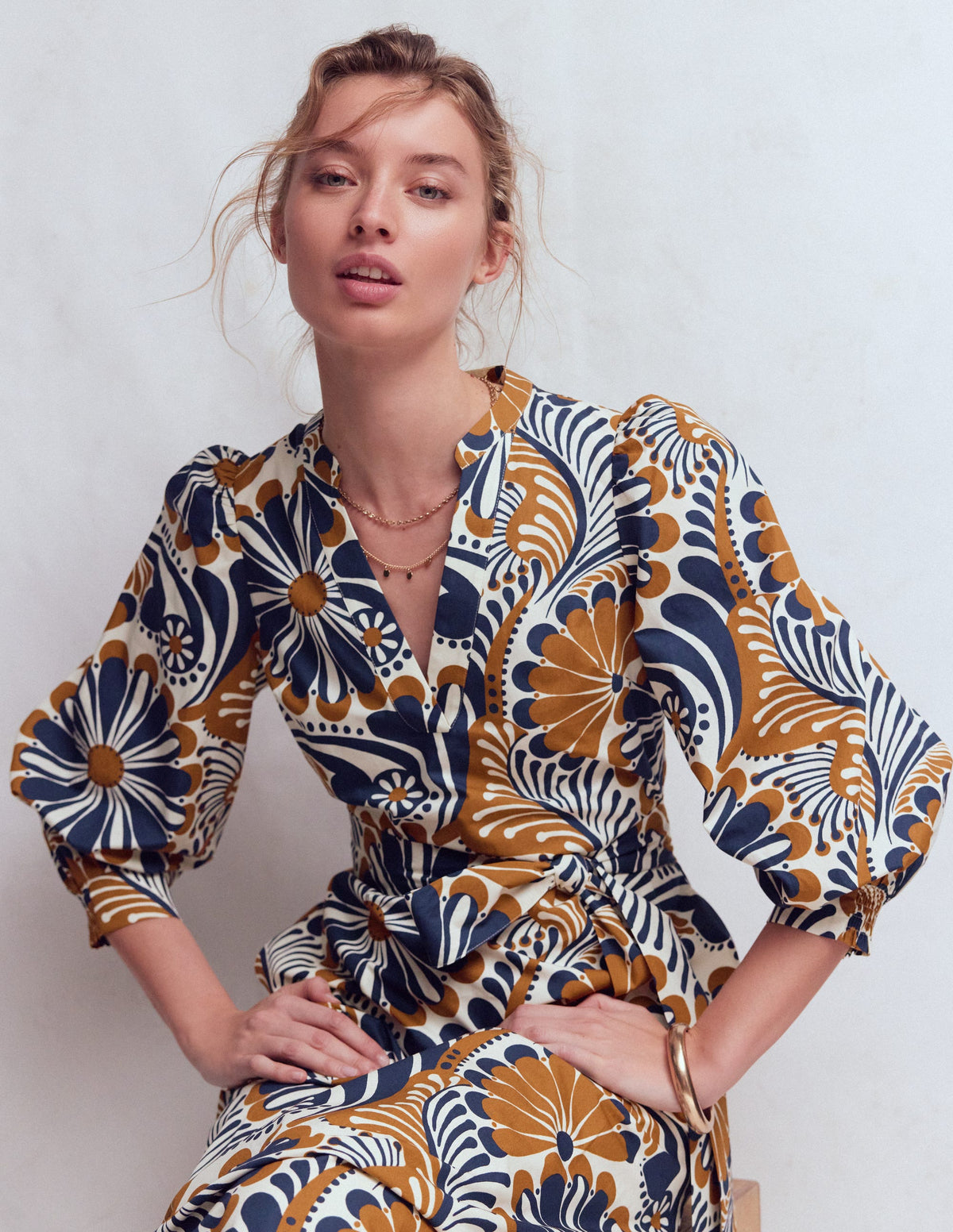 Octavia Baumwollkleid-Marineblau Euphorische Gärten - Image 5