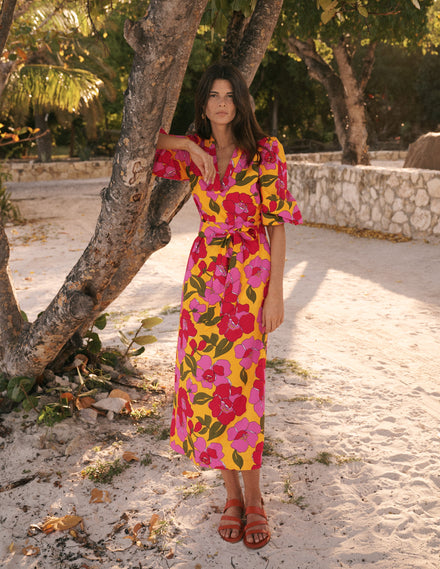Octavia Baumwollkleid-Gelb, Strahlende Blüte