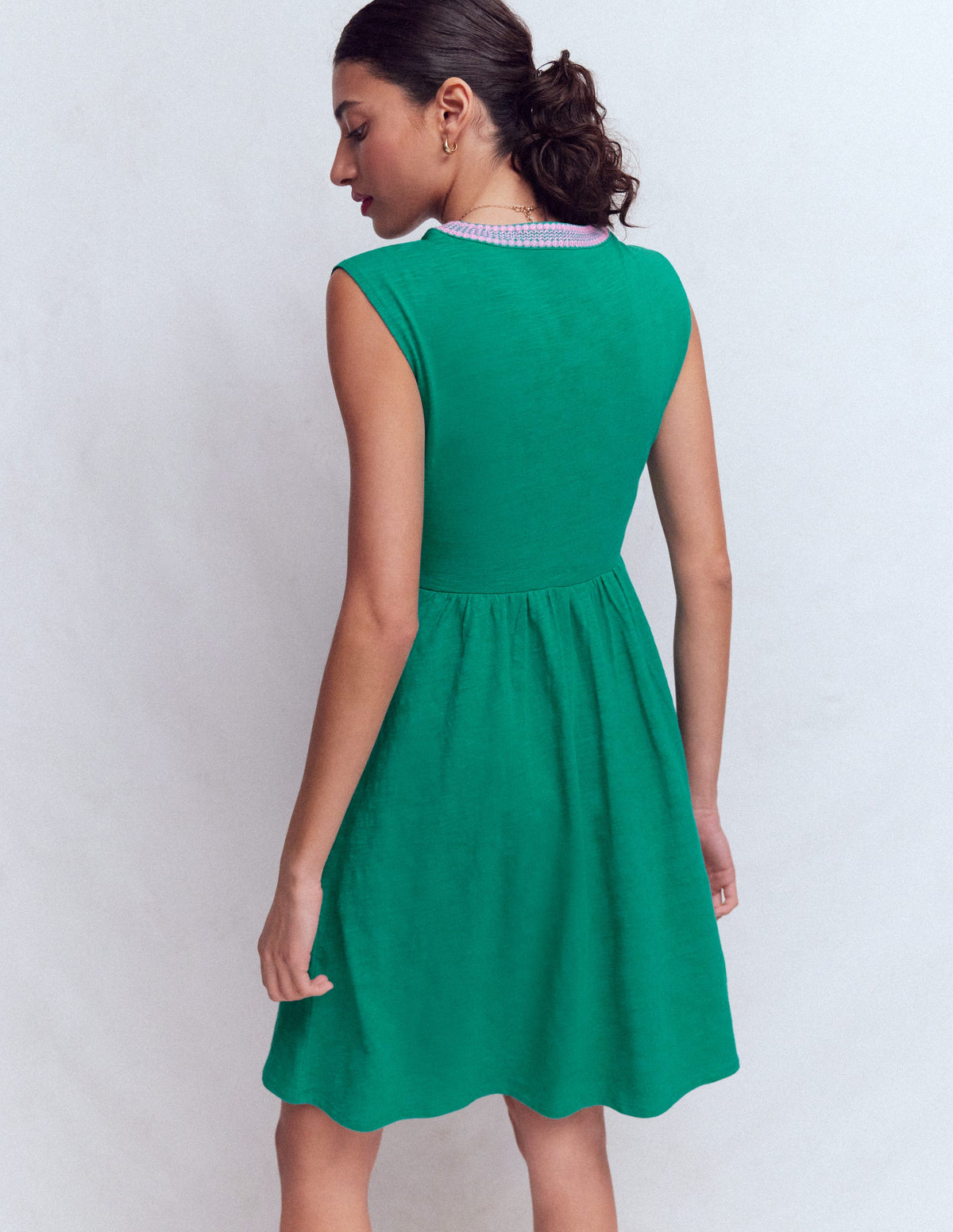 Robe courte May brodée-Bleu sarcelle profond-3