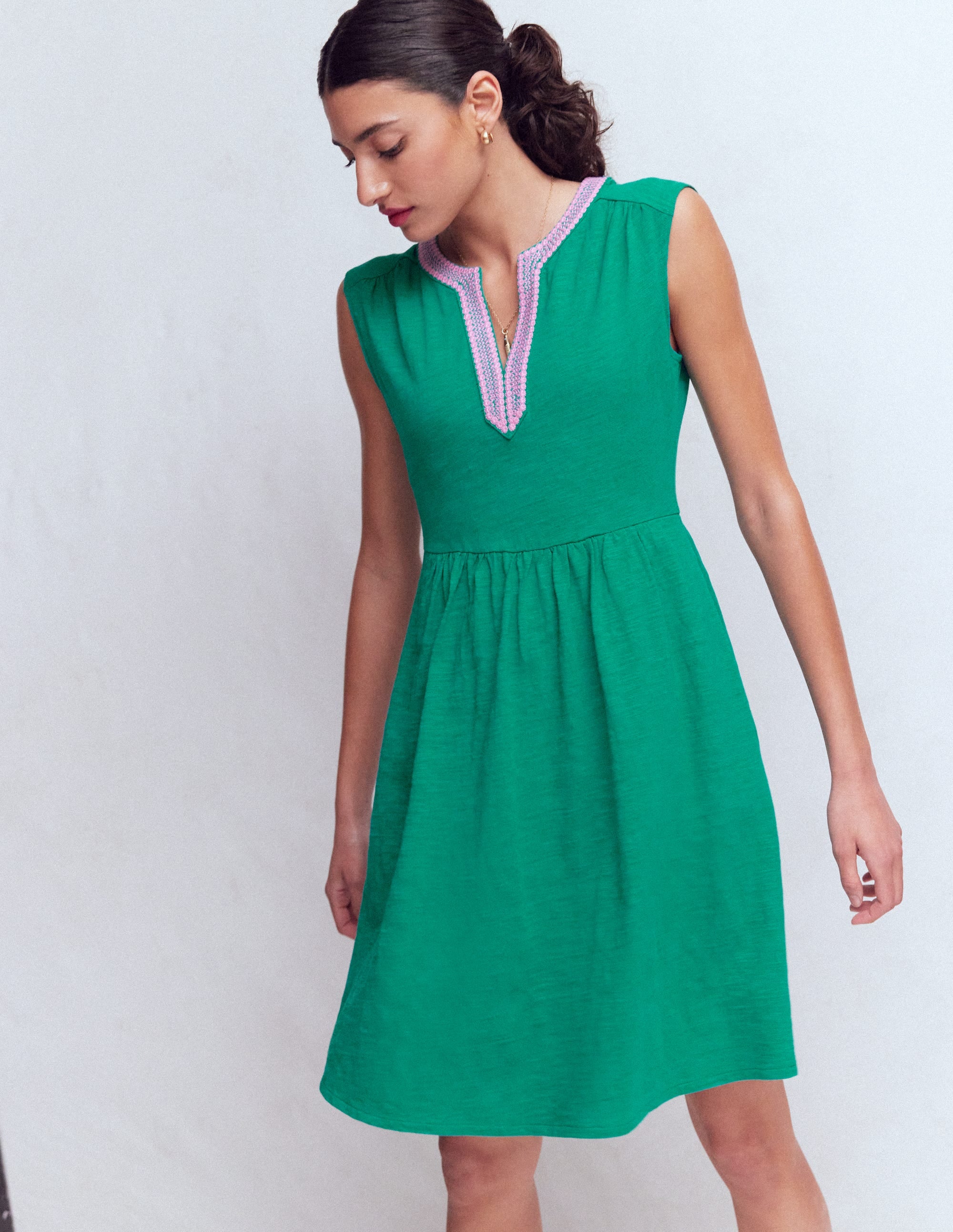 Robe courte May brodée-Bleu sarcelle profond - Image 4