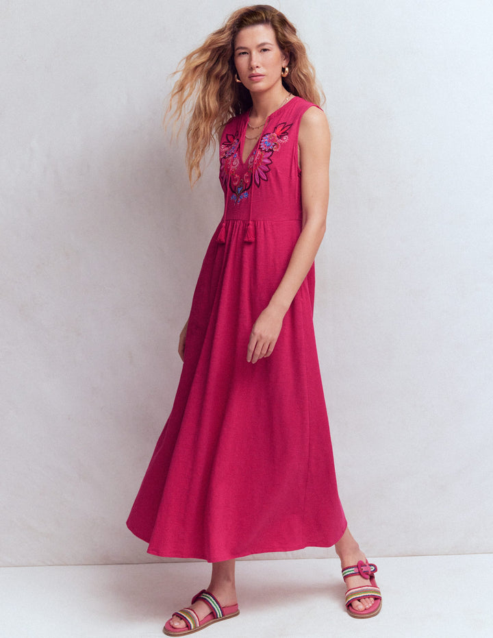 Robe longue à col cranté en jersey-Granita