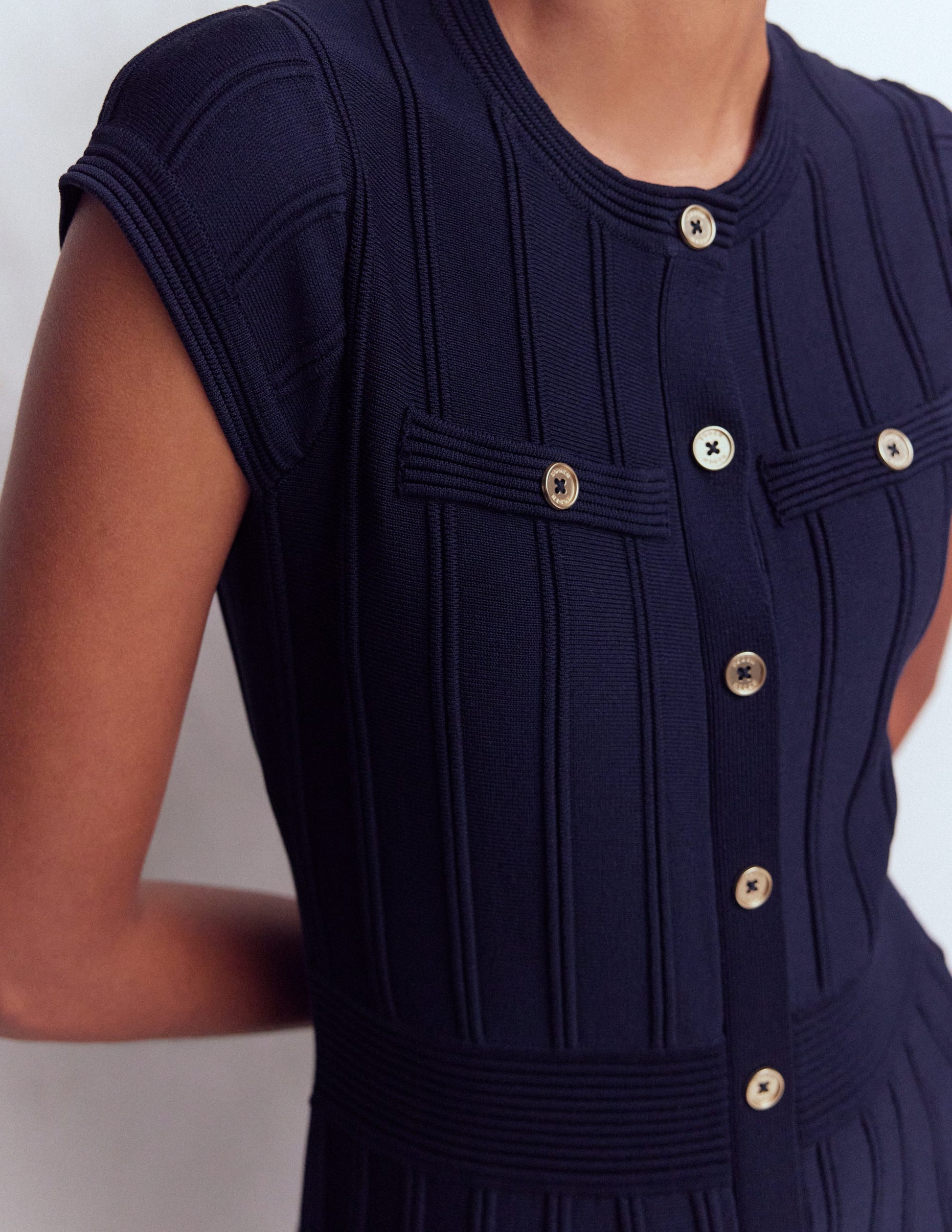Strickkleid mit Flügelärmeln-Marineblau-2