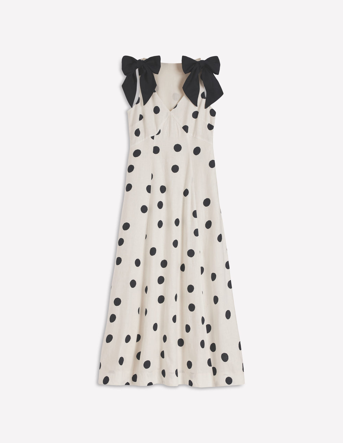 Empire-Leinenkleid mit Schleifen-Naturweiß Gemalte Tupfen - Image 7