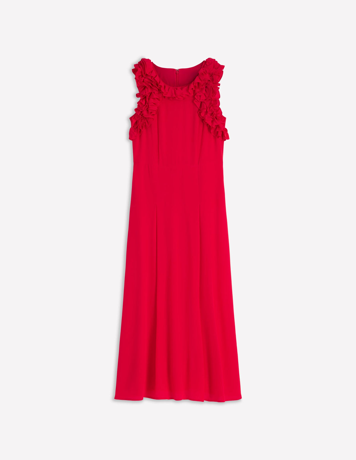Midi-Seidenkleid mit Rüschen-ROT - Image 6