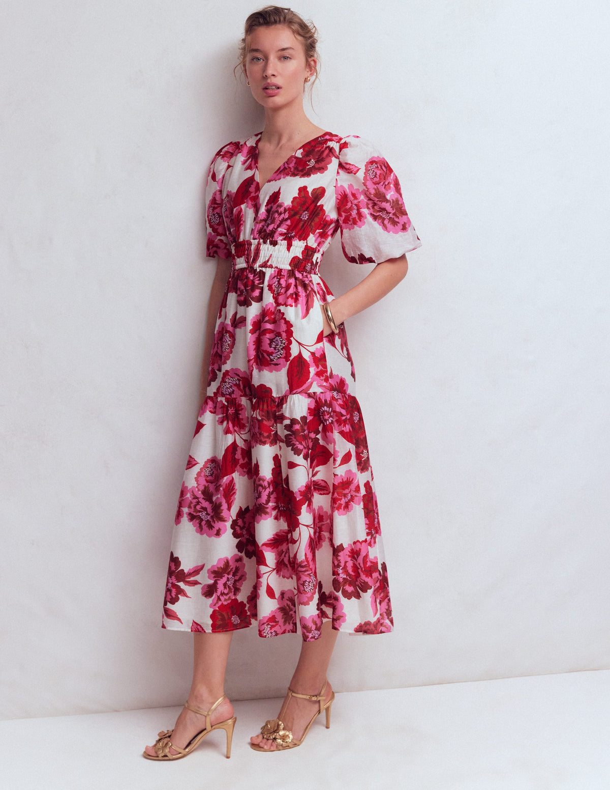 Irene Kleid für besondere Anlässe-Rosa Opulente Blüten-1